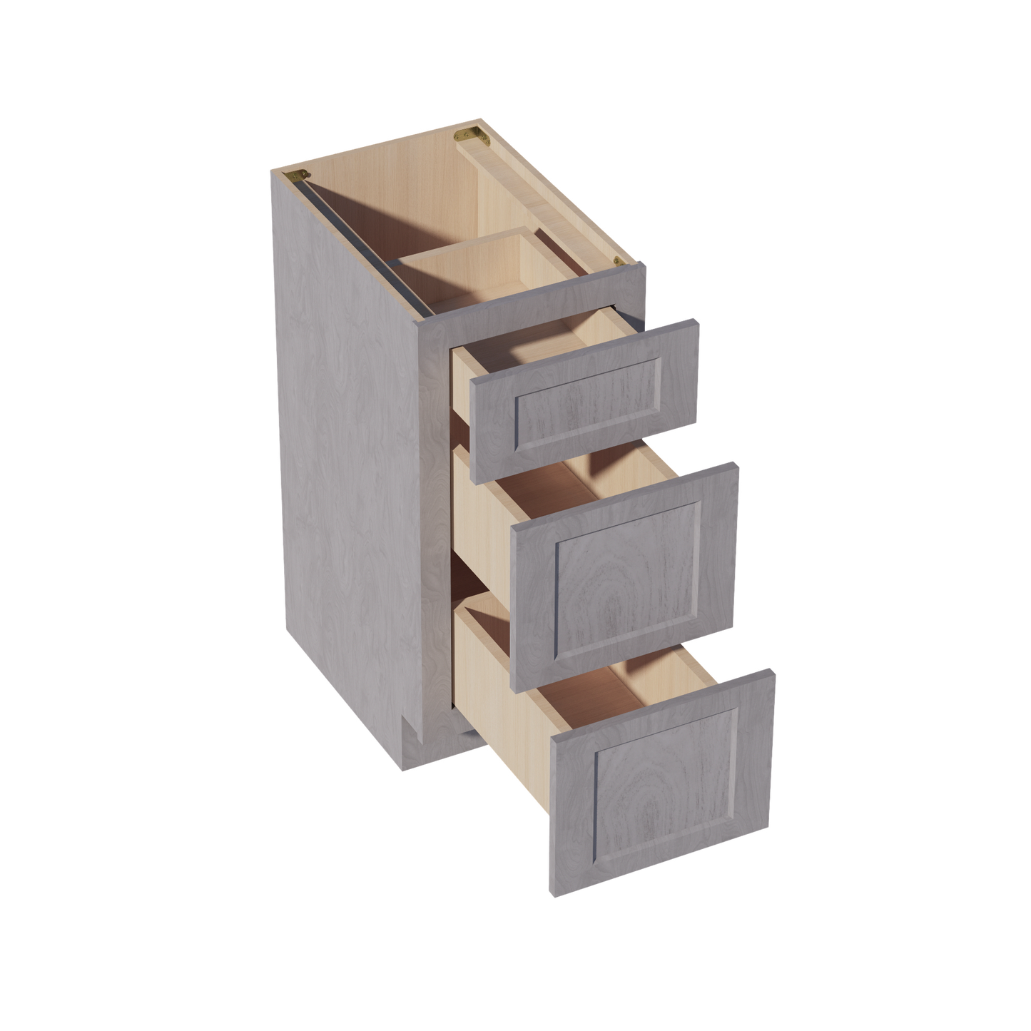 HLG-VDB1521: Light Gray Shaker 15"W x 34-1/2"H x 21"D 3 Drawers Vanity Base Cabinets