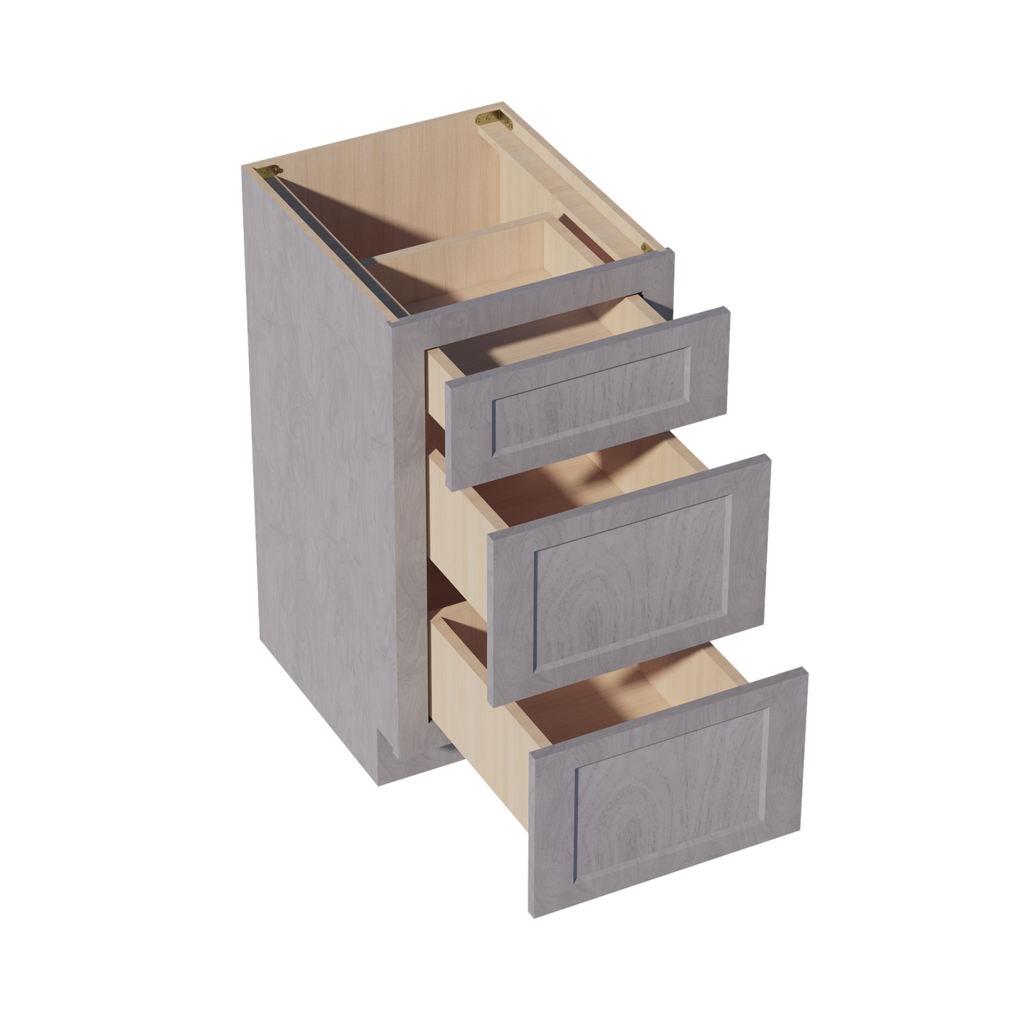 HLG-VDB1821: Light Gray Shaker 18"W x 34-1/2"H x 21"D 3 Drawers Vanity Base Cabinets