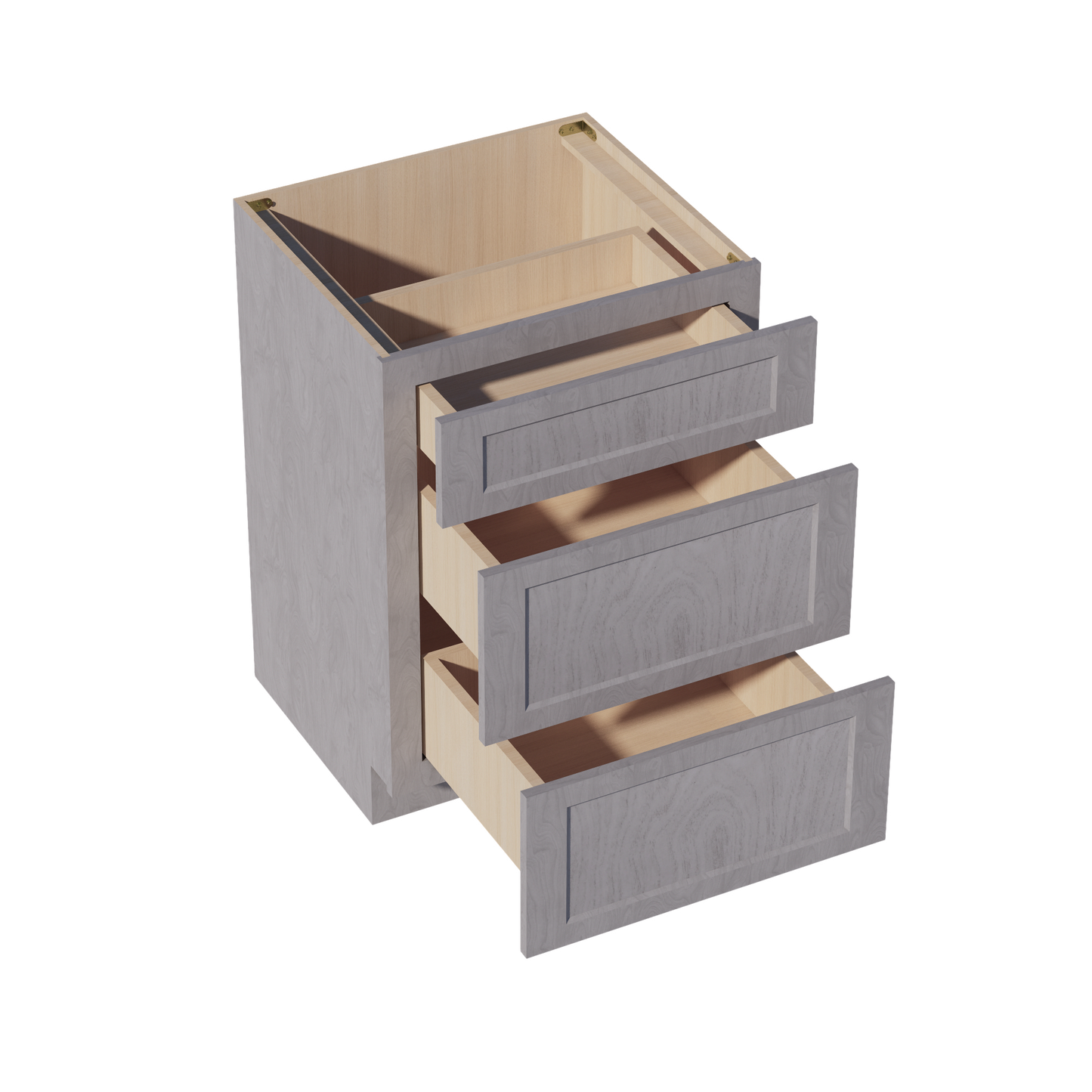 HLG-VDB2421: Light Gray Shaker 24"W x 34-1/2"H x 21"D 3 Drawers Vanity Base Cabinets