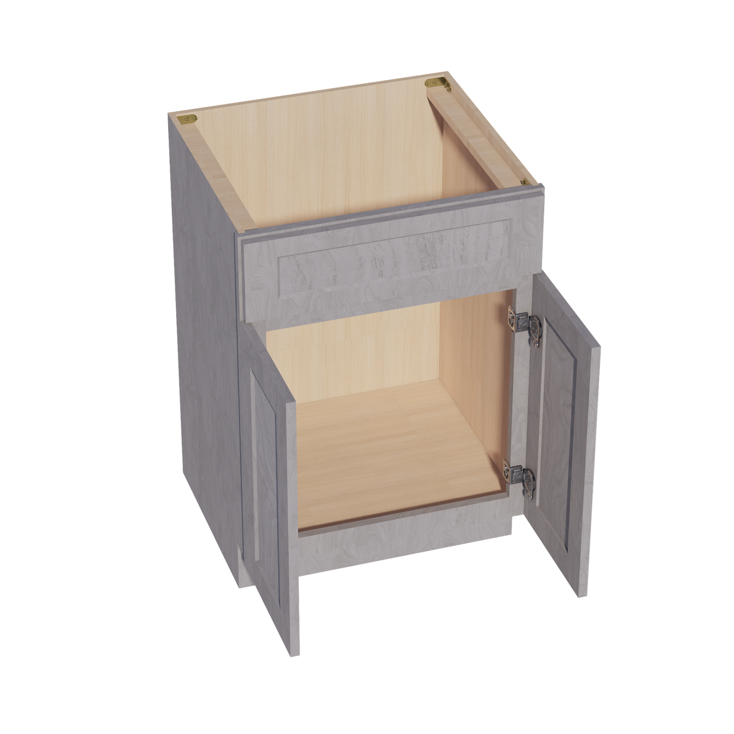 HLG-VSB2421: Light Gray Shaker 24"W x 34-1/2"H x 21"D 2 Doors & 1 False Drawer Vanity Sink Base Cabinets