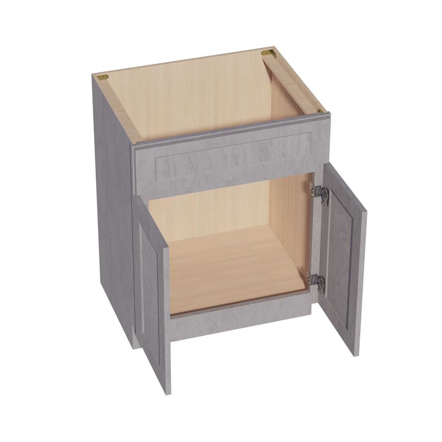 HLG-VSB2721: Light Gray Shaker 27"W x 34-1/2"H x 21"D 2 Doors & 1 False Drawer Vanity Sink Base Cabinets