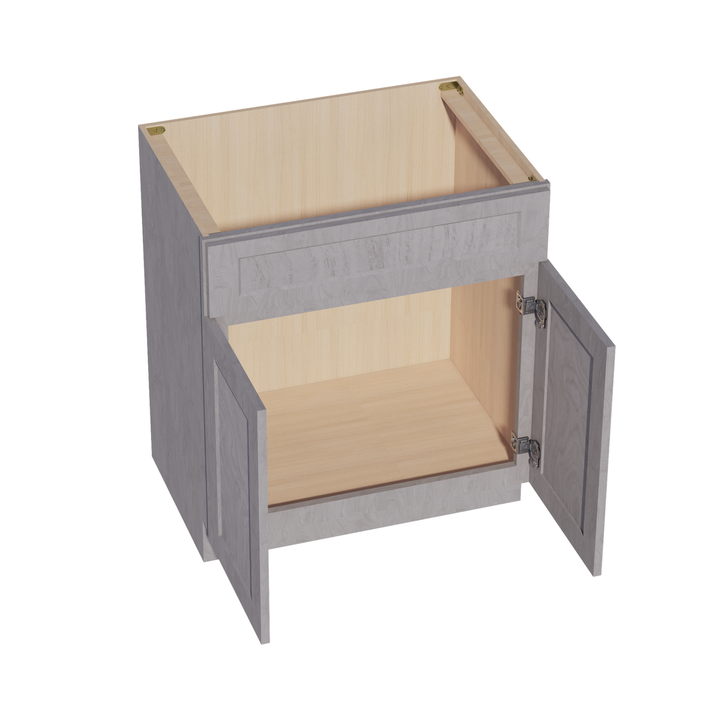 HLG-VSB3021: Light Gray Shaker 30"W x 34-1/2"H x 21"D 2 Doors & 1 False Drawer Vanity Sink Base Cabinets