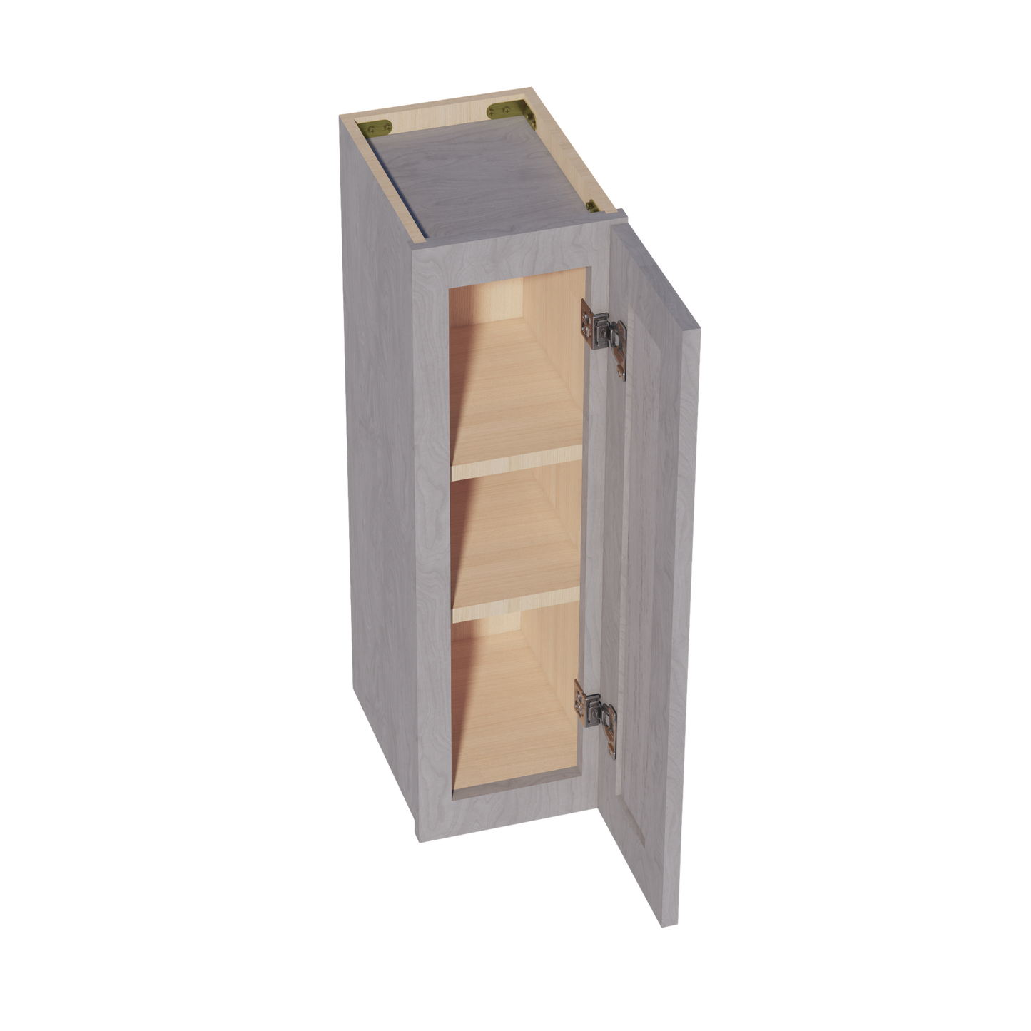 HLG-W0930: Light Gray Shaker 09"W x 30"H 1 Door & 2 Shelves Standard Wall Cabinet