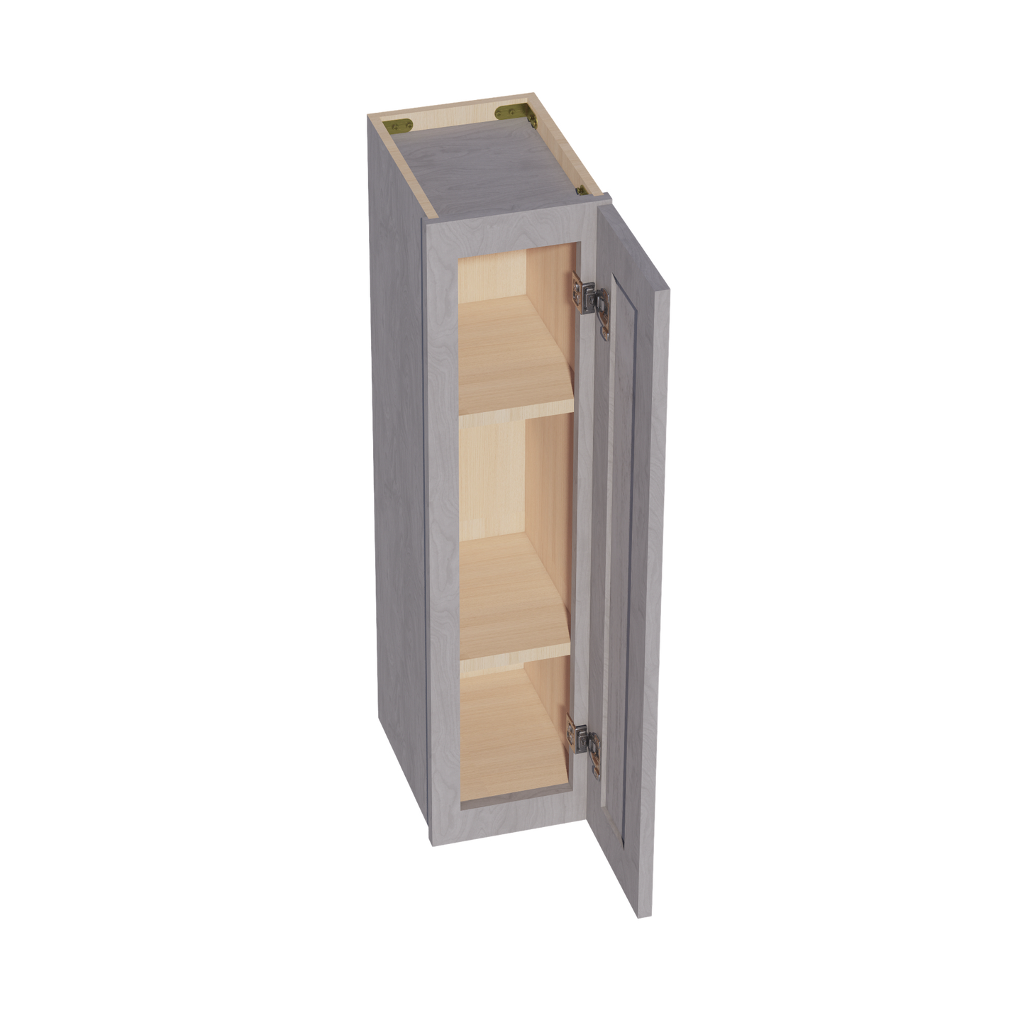 HLG-W0936: Light Gray Shaker 09"W x 36"H 1 Door & 2 Shelves Standard Wall Cabinet