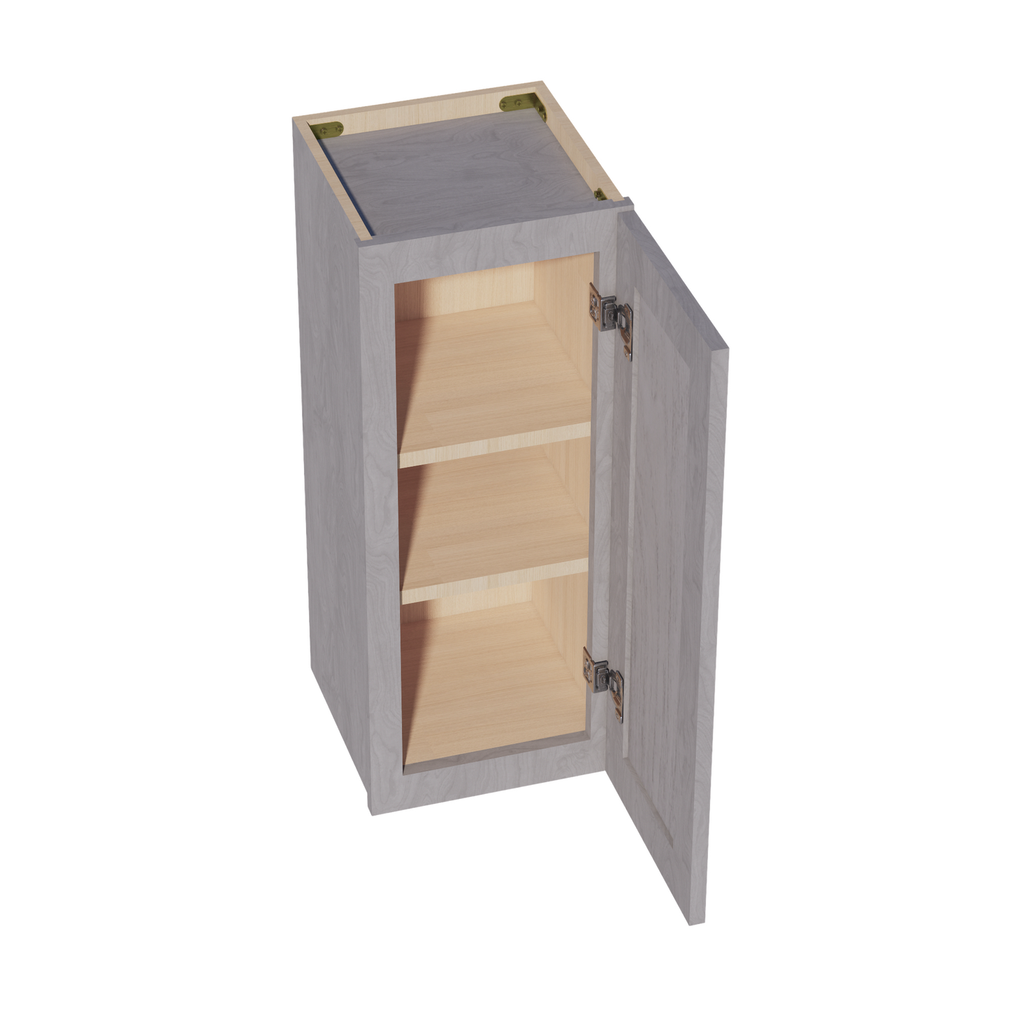 HLG-W1230: Light Gray Shaker 12"W x 30"H 1 Door & 2 Shelves Standard Wall Cabinet