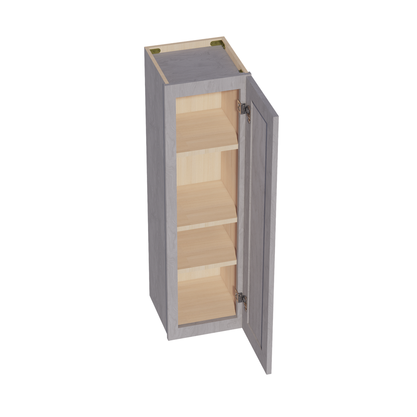 HLG-W1242: Light Gray Shaker 12"W x 42"H 1 Door & 3 Shelves Standard Wall Cabinet