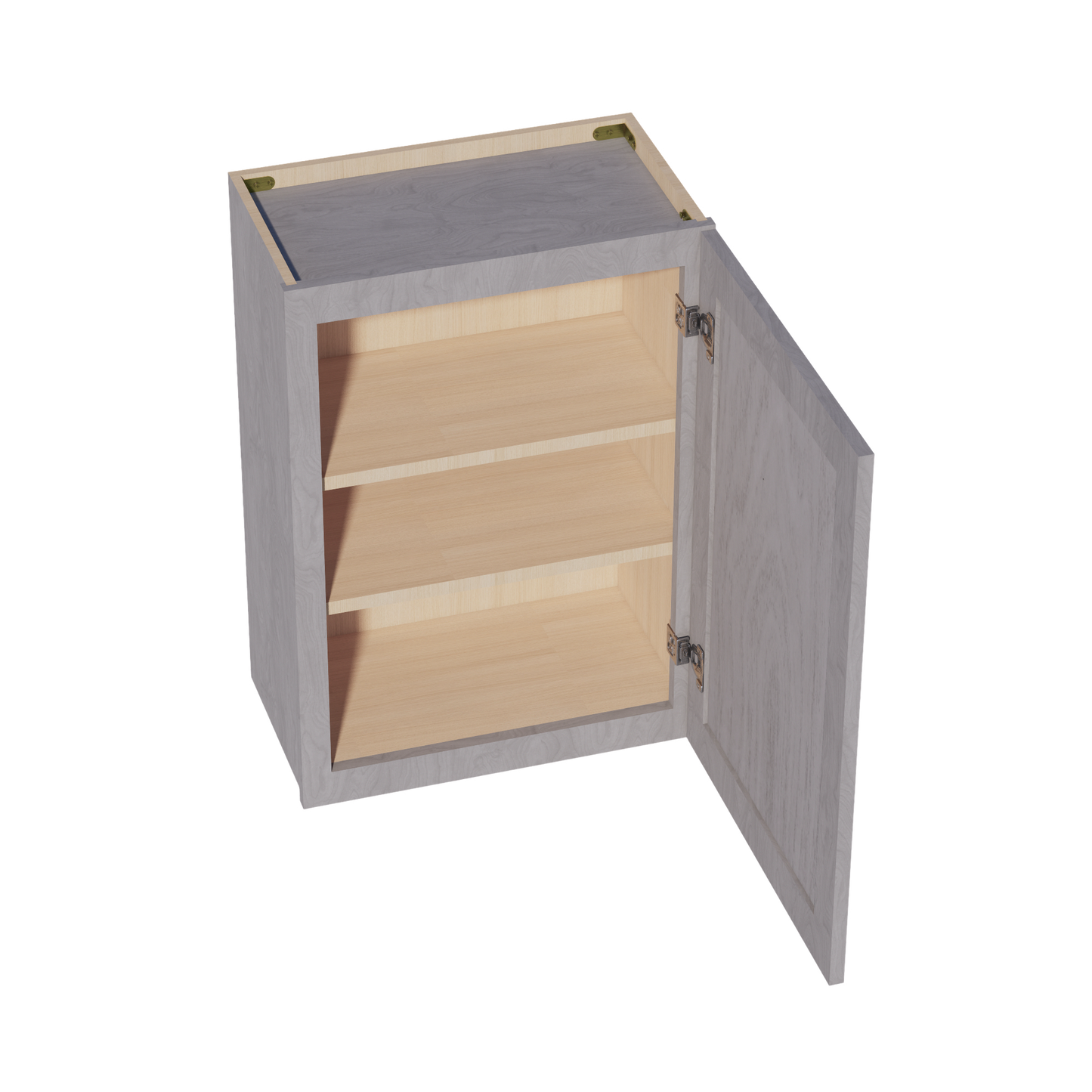 HLG-W2130: Light Gray Shaker 21"W x 30"H 1 Door & 2 Shelves Standard Wall Cabinet