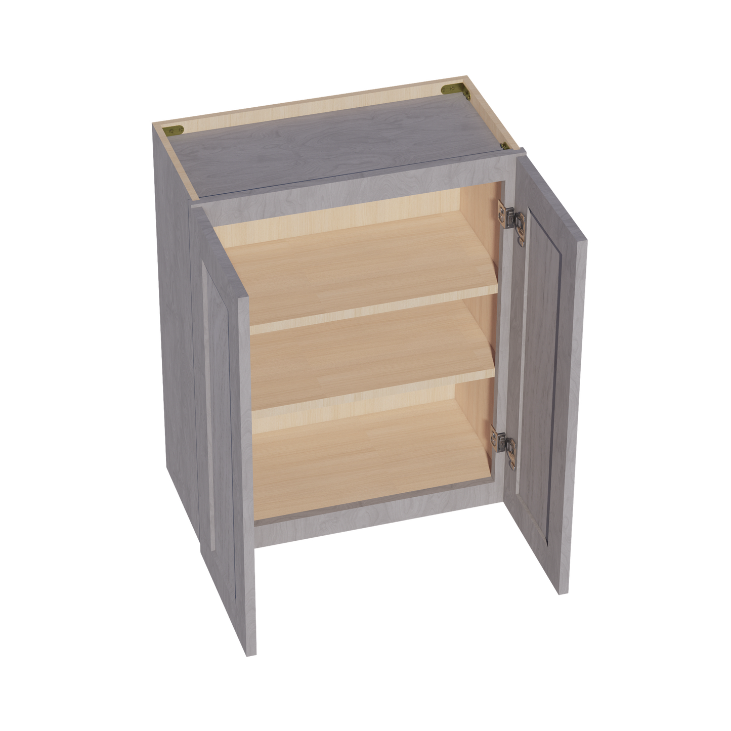 HLG-W2430: Light Gray Shaker 24"W x 30"H 2 Doors & 2 Shelves Standard Wall Cabinet