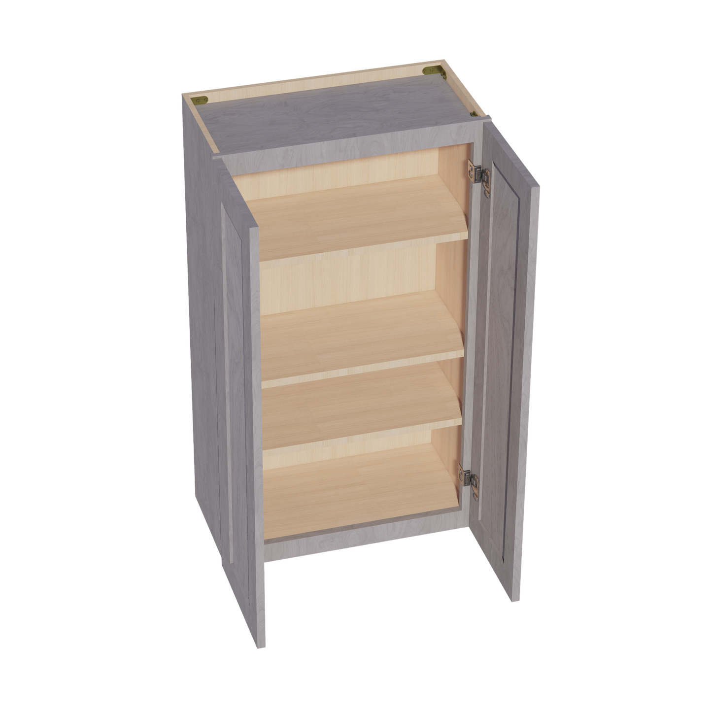 HLG-W2442: Light Gray Shaker 24"W x 42"H 2 Doors & 3 Shelves Standard Wall Cabinet