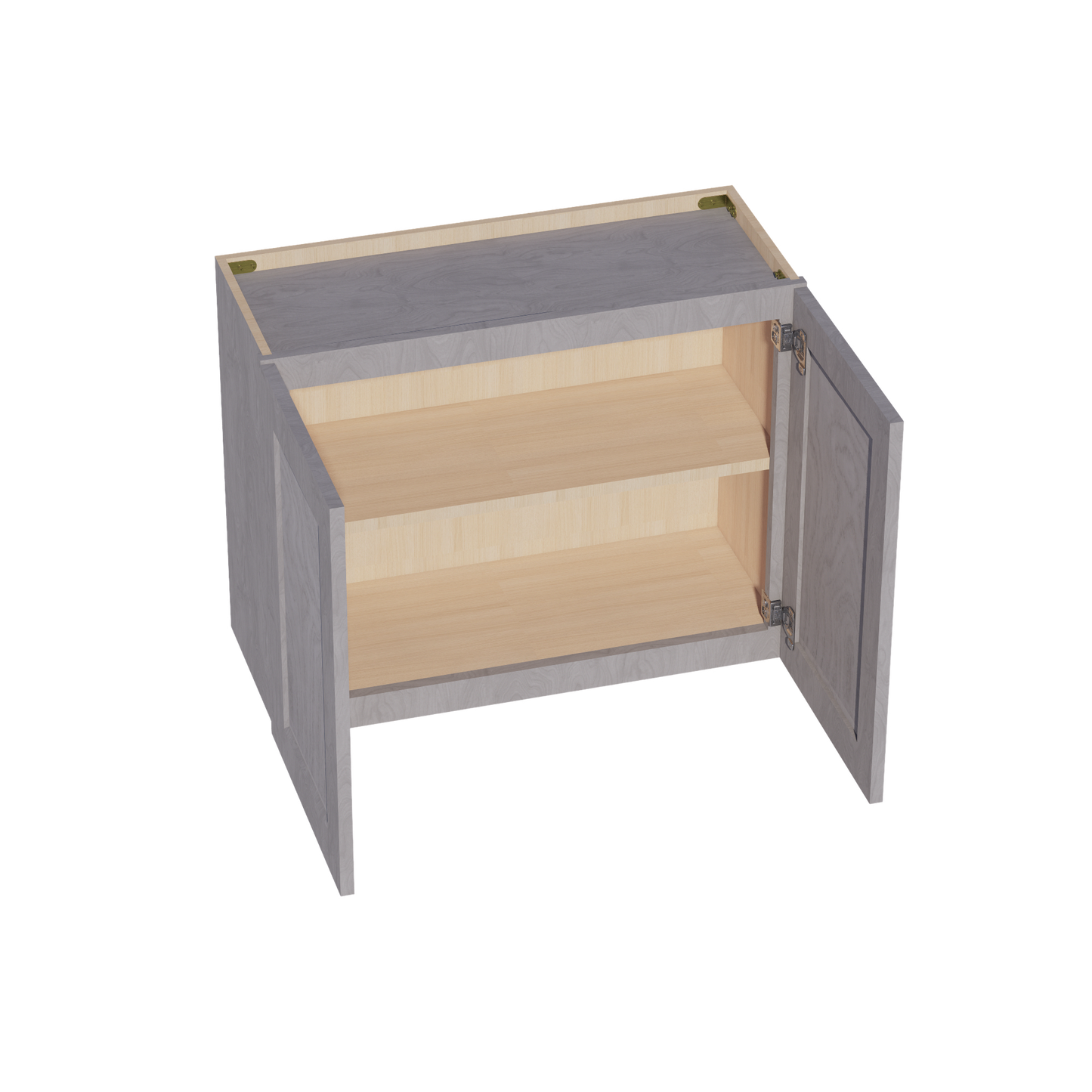 HLG-W3024: Light Gray Shaker 30"W x 24"H 2 Doors Standard Wall Bridge Cabinet