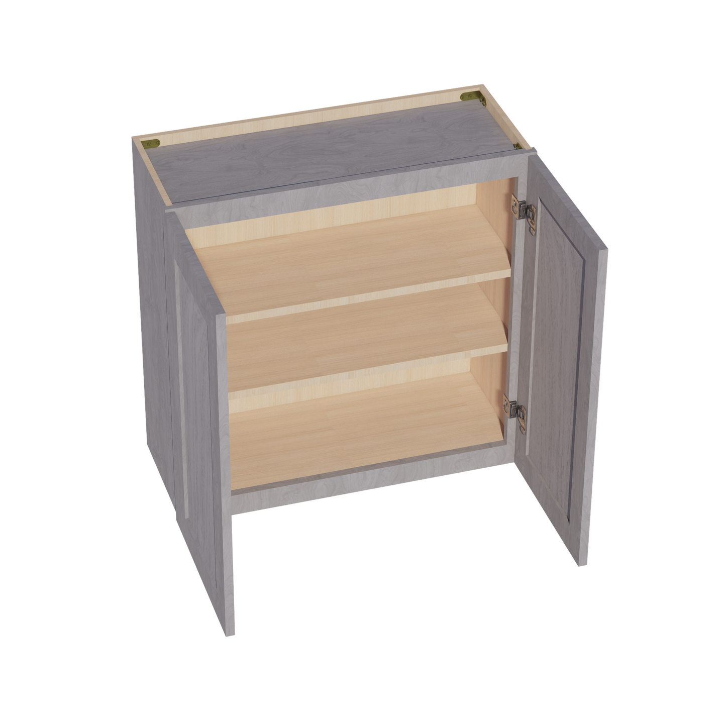 HLG-W3030: Light Gray Shaker 30"W x 30"H 2 Doors & 2 Shelves Standard Wall Cabinet