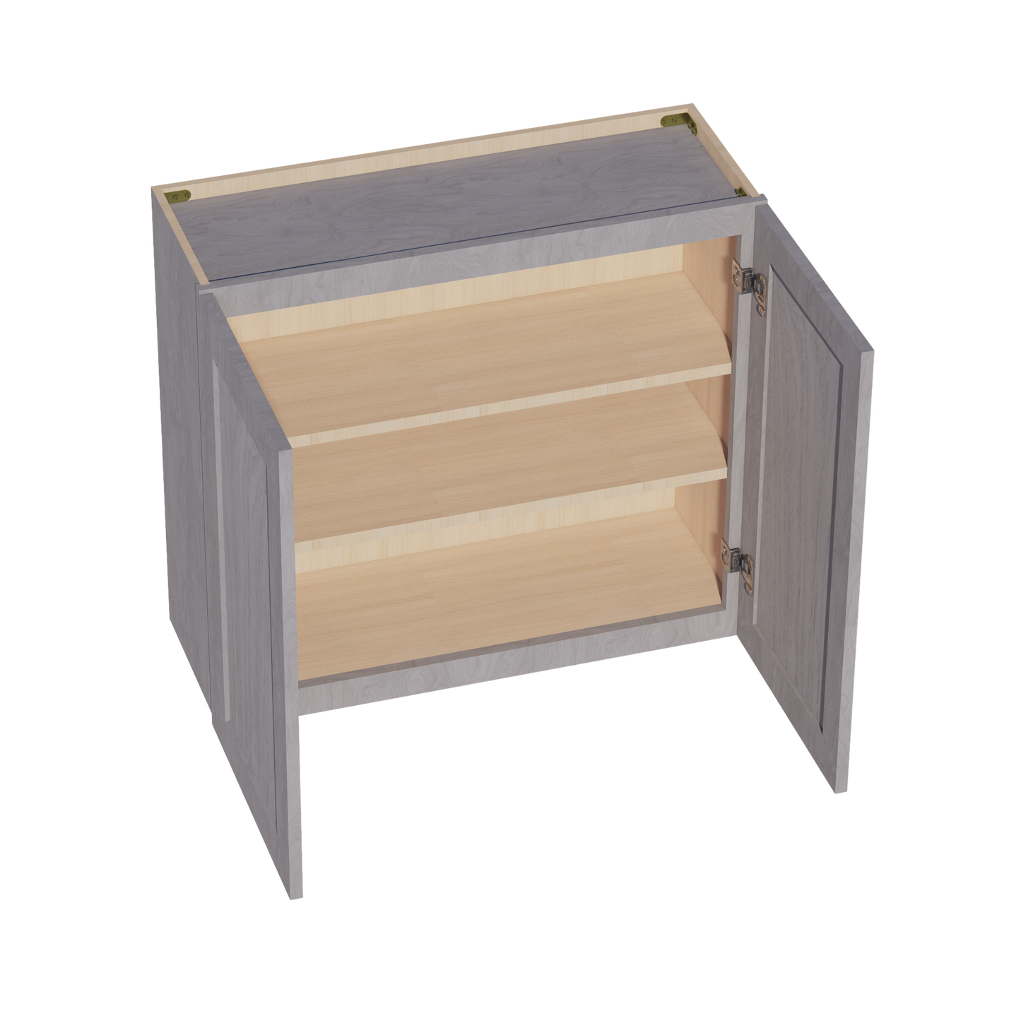 HLG-W3330: Light Gray Shaker 33"W x 30"H 2 Doors & 2 Shelves Standard Wall Cabinet