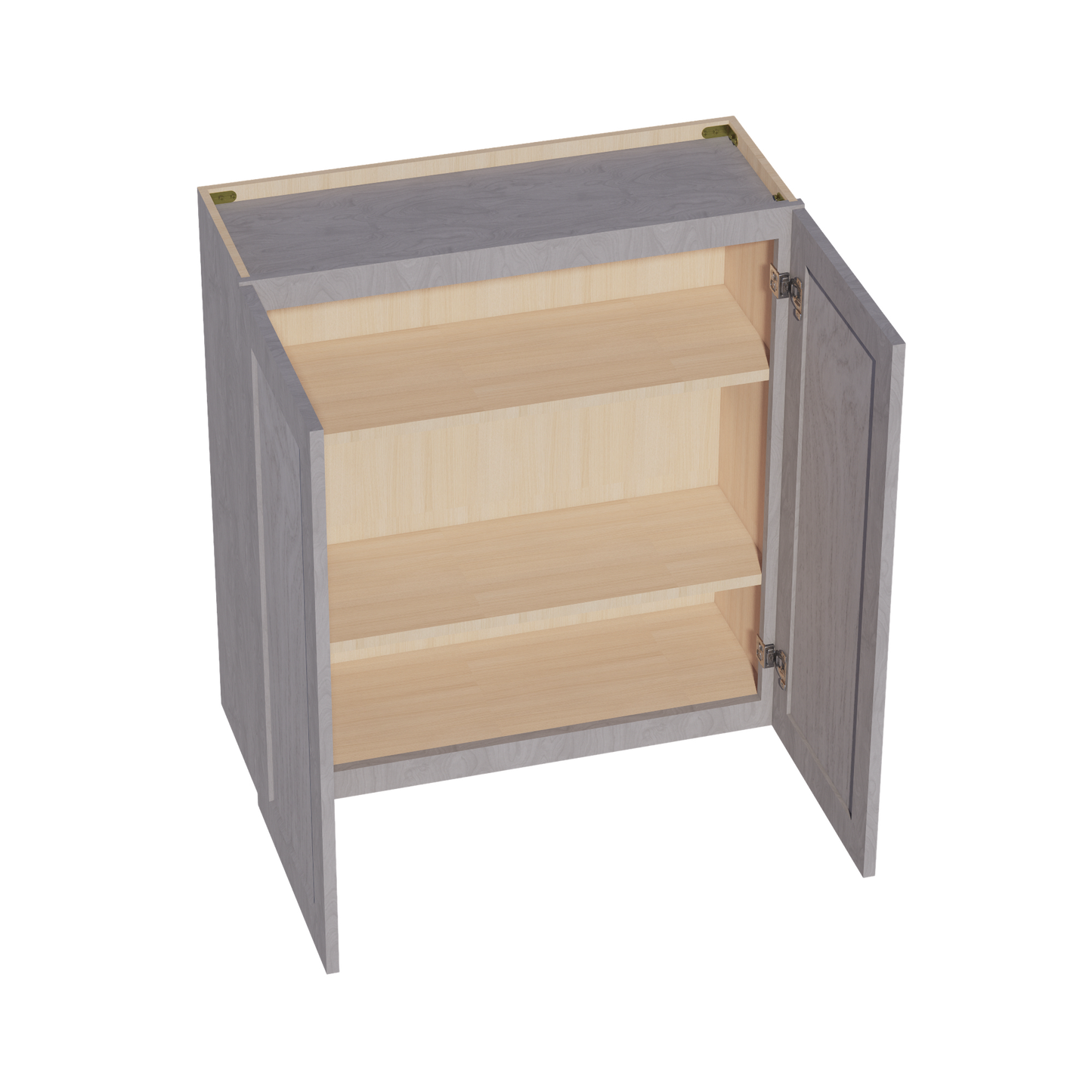 HLG-W3336: Light Gray Shaker 33"W x 36"H 2 Doors & 2 Shelves Standard Wall Cabinet