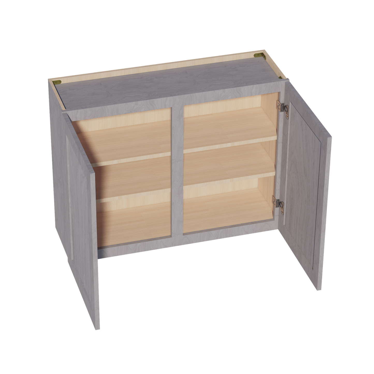 HLG-W3930: Light Gray Shaker 39"W x 30"H 2 Doors & 2 Shelves Standard Wall Cabinet