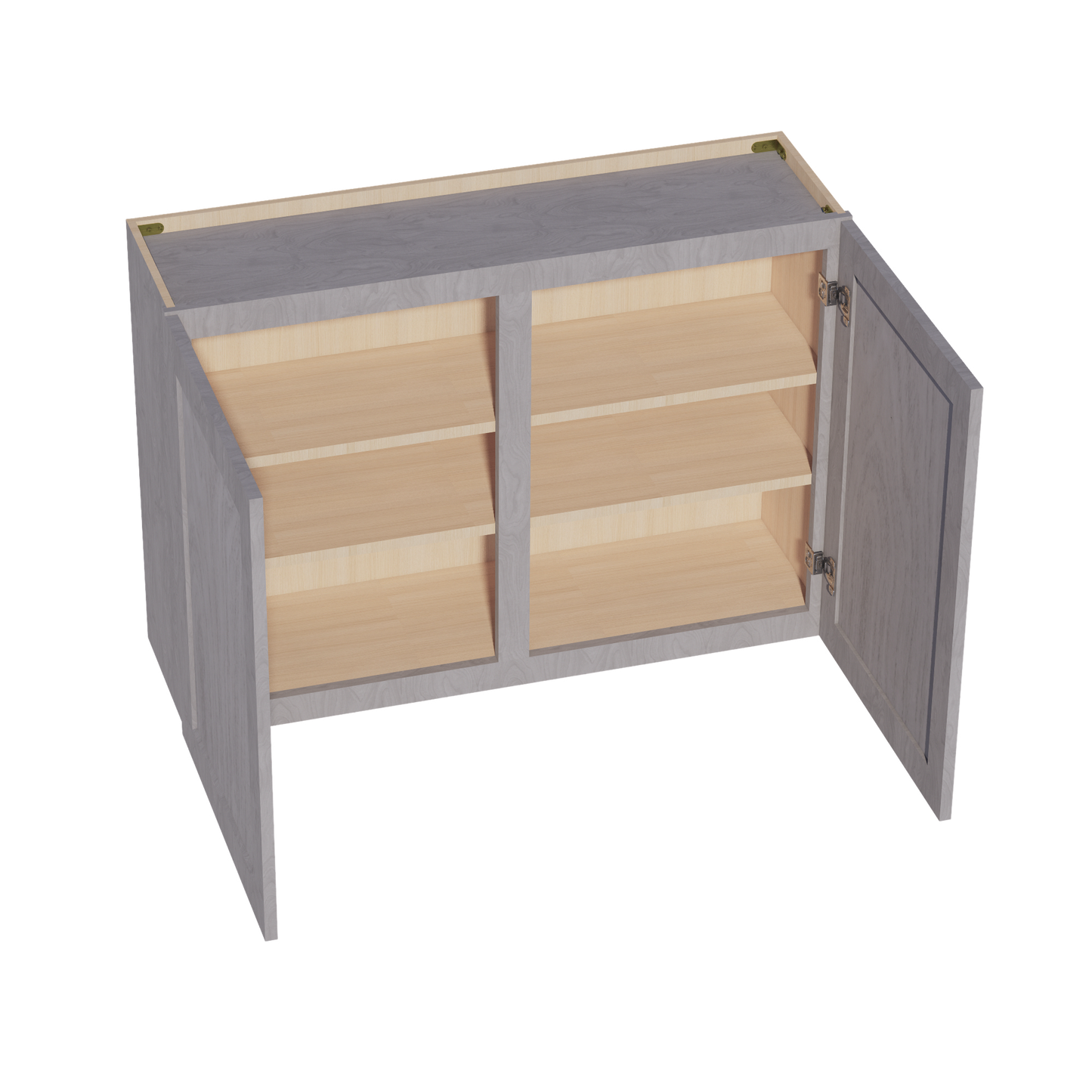 HLG-W4230: Light Gray Shaker 42"W x 30"H 2 Doors & 2 Shelves Standard Wall Cabinet