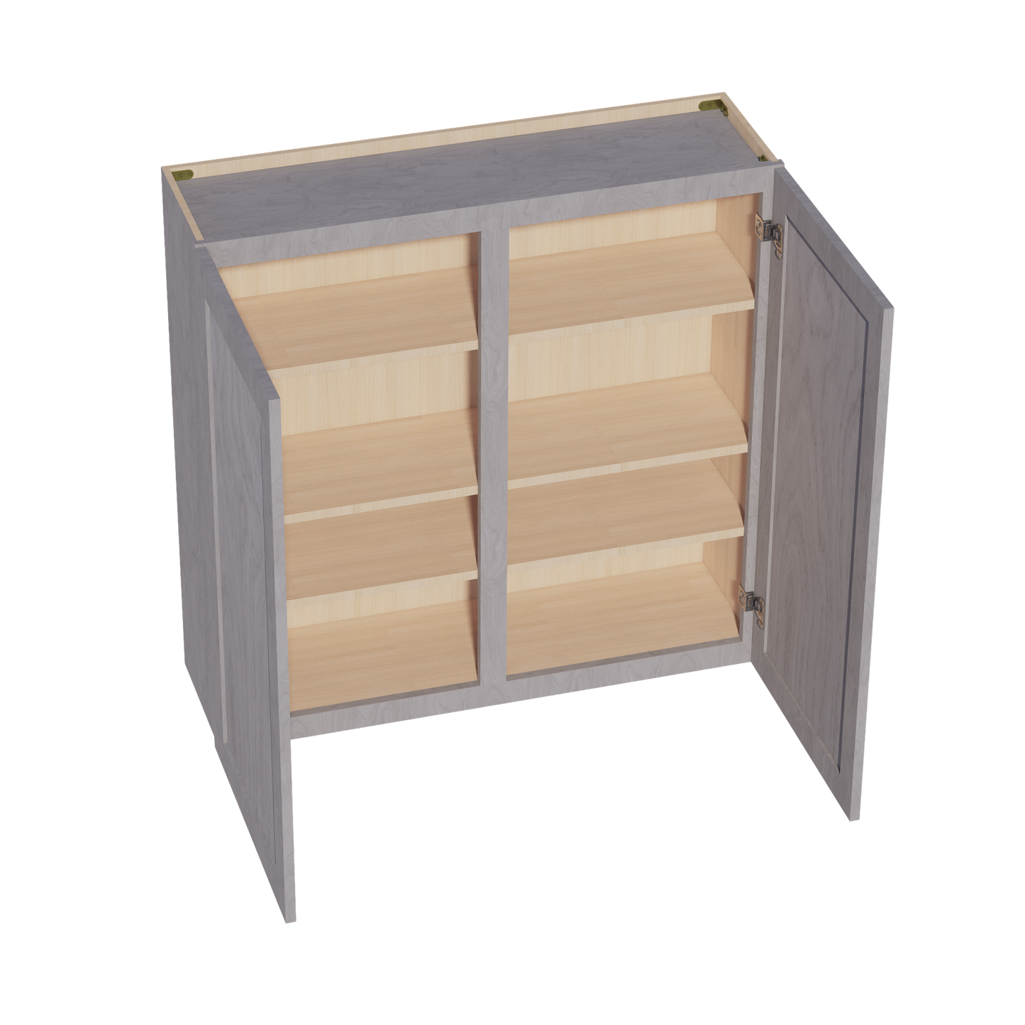 HLG-W4242: Light Gray Shaker 42"W x 42"H 2 Doors & 3 Shelves Standard Wall Cabinet