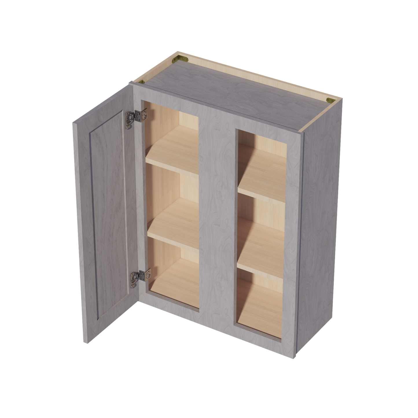 HLG-WBC2736: Light Gray Shaker 27"W x 36"H 1 Door & 2 Shelves Wall Blind Corner Cabinets