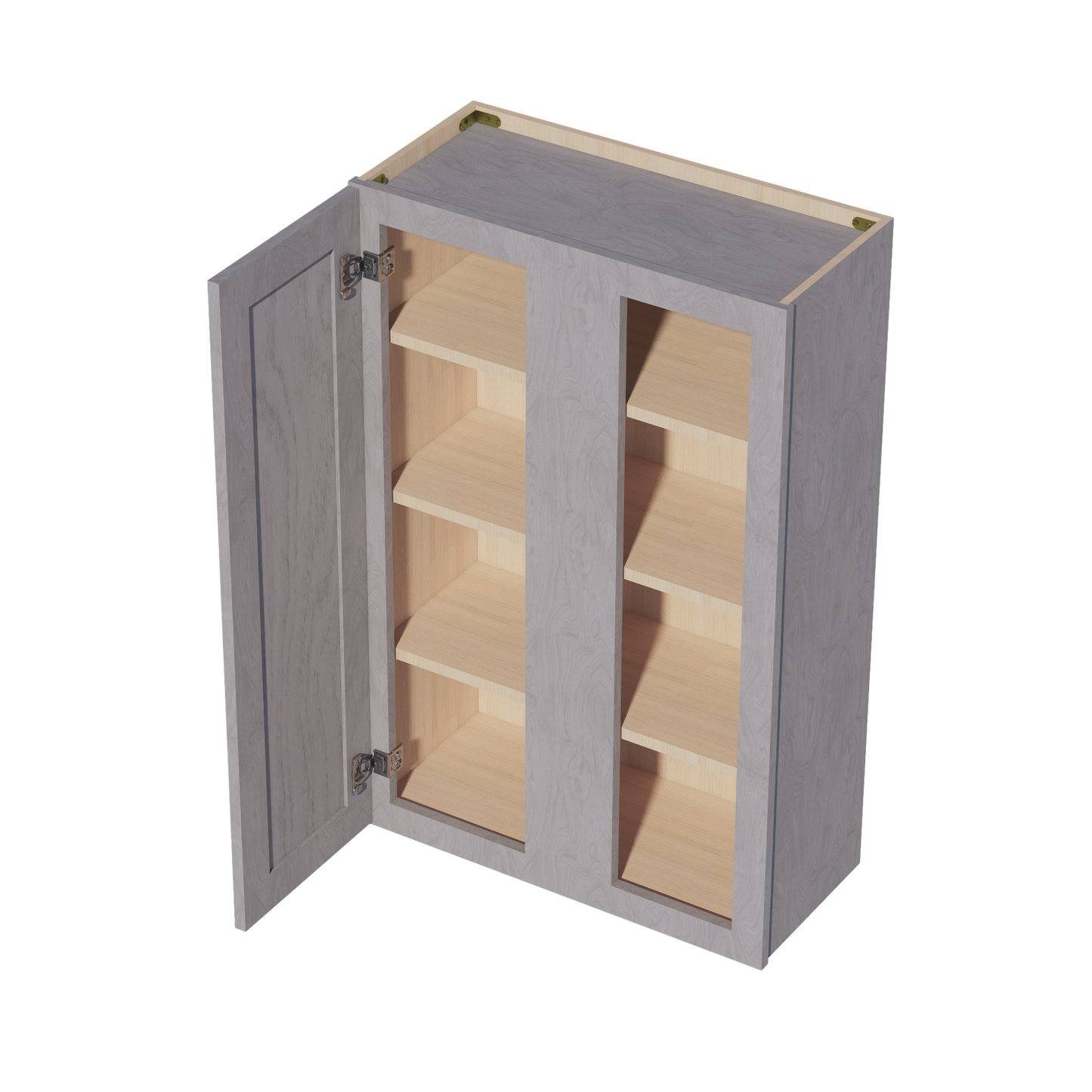 HLG-WBC2742: Light Gray Shaker 27"W x 42"H 1 Door & 2 Shelves Wall Blind Corner Cabinets