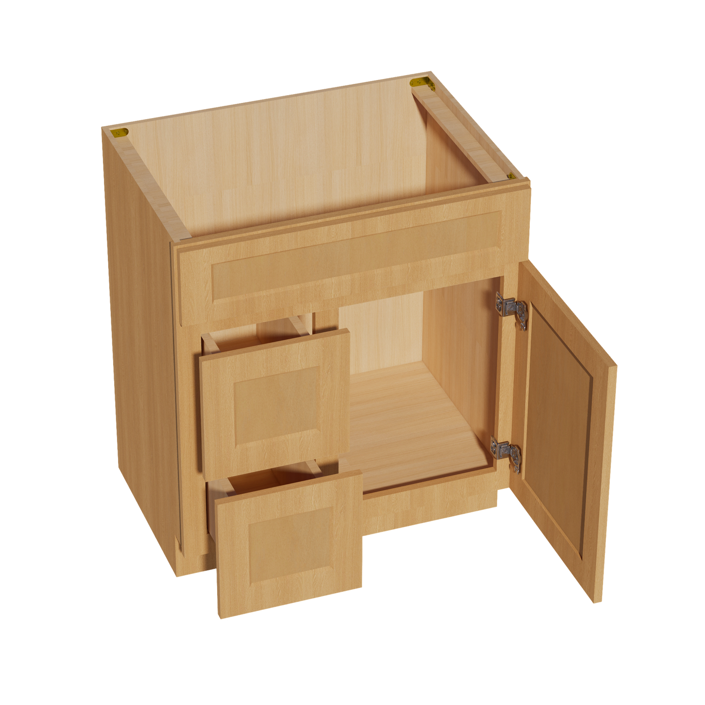 HT-VSD3021L: Timber Wood Shaker 30"W x 34-1/2"H x 21"D 1 Door & 2 Left Drawers Offset Vanity Sink Base Cabinets
