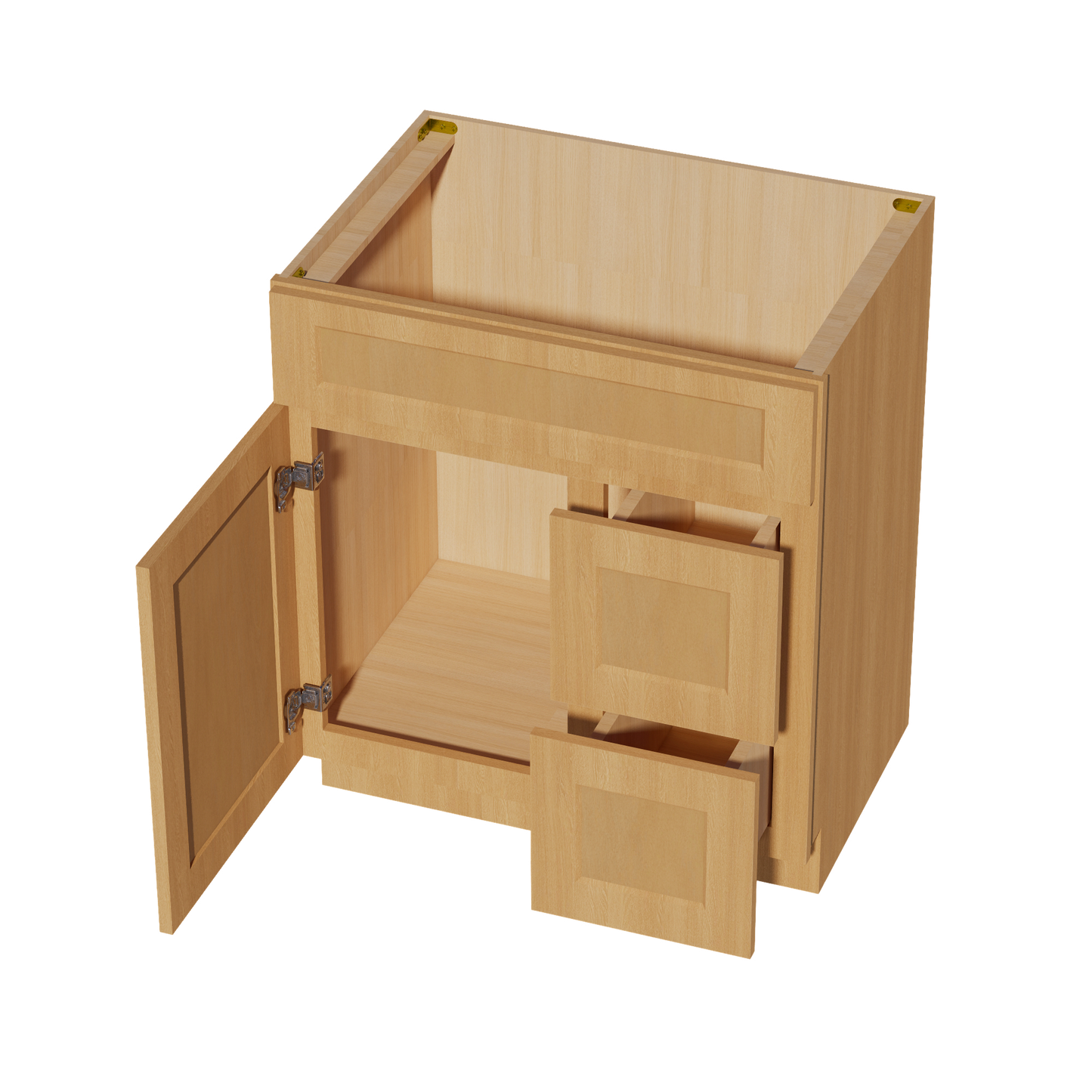 HT-VSD3021R: Timber Wood Shaker 30"W x 34-1/2"H x 21"D 1 Door & 2 Right Drawers Offset Vanity Sink Base Cabinets
