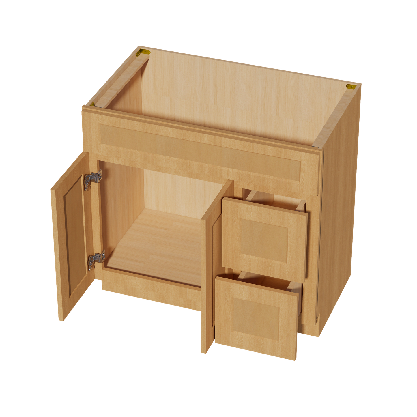 HT-VSD3621R: Timber Wood Shaker 36"W x 34-1/2"H x 21"D 2 Doors & 2 Right Drawers Offset Vanity Sink Base Cabinets