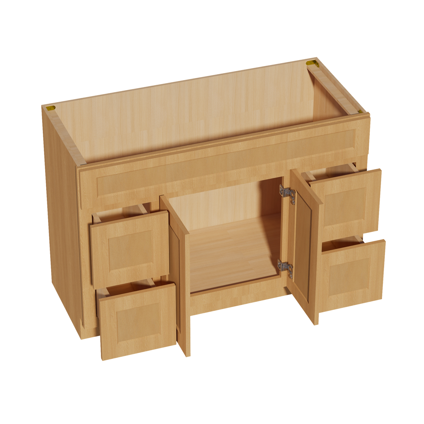 HT-VSD4821: Timber Wood Shaker 48"W x 34-1/2"H x 21"D 2 Doors, 4 Drawers & 1 False Drawer Centered Vanity Sink Base Cabinets