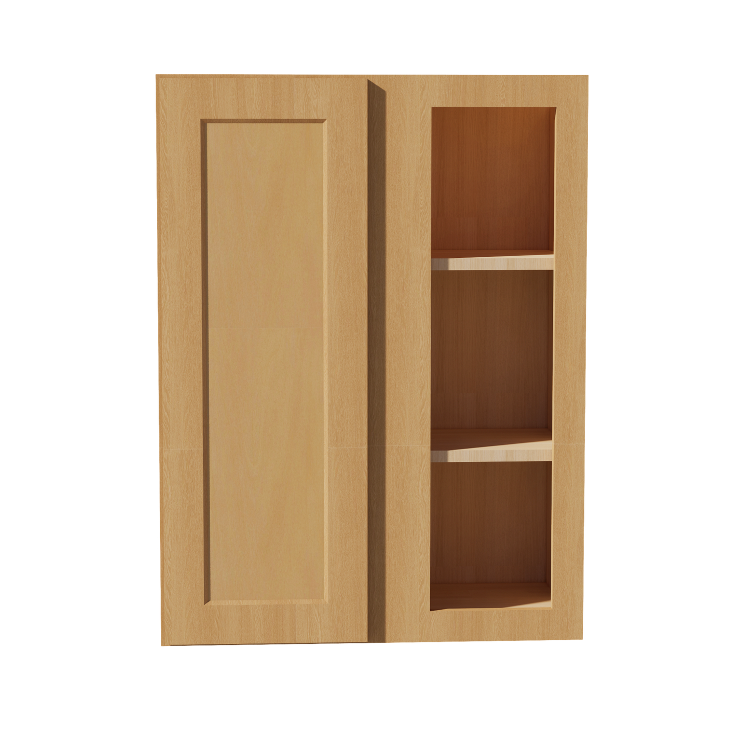 HT-WBC2736: Timber Wood Shaker 27"W x 36"H 1 Door & 2 Shelves Wall Blind Corner Cabinets