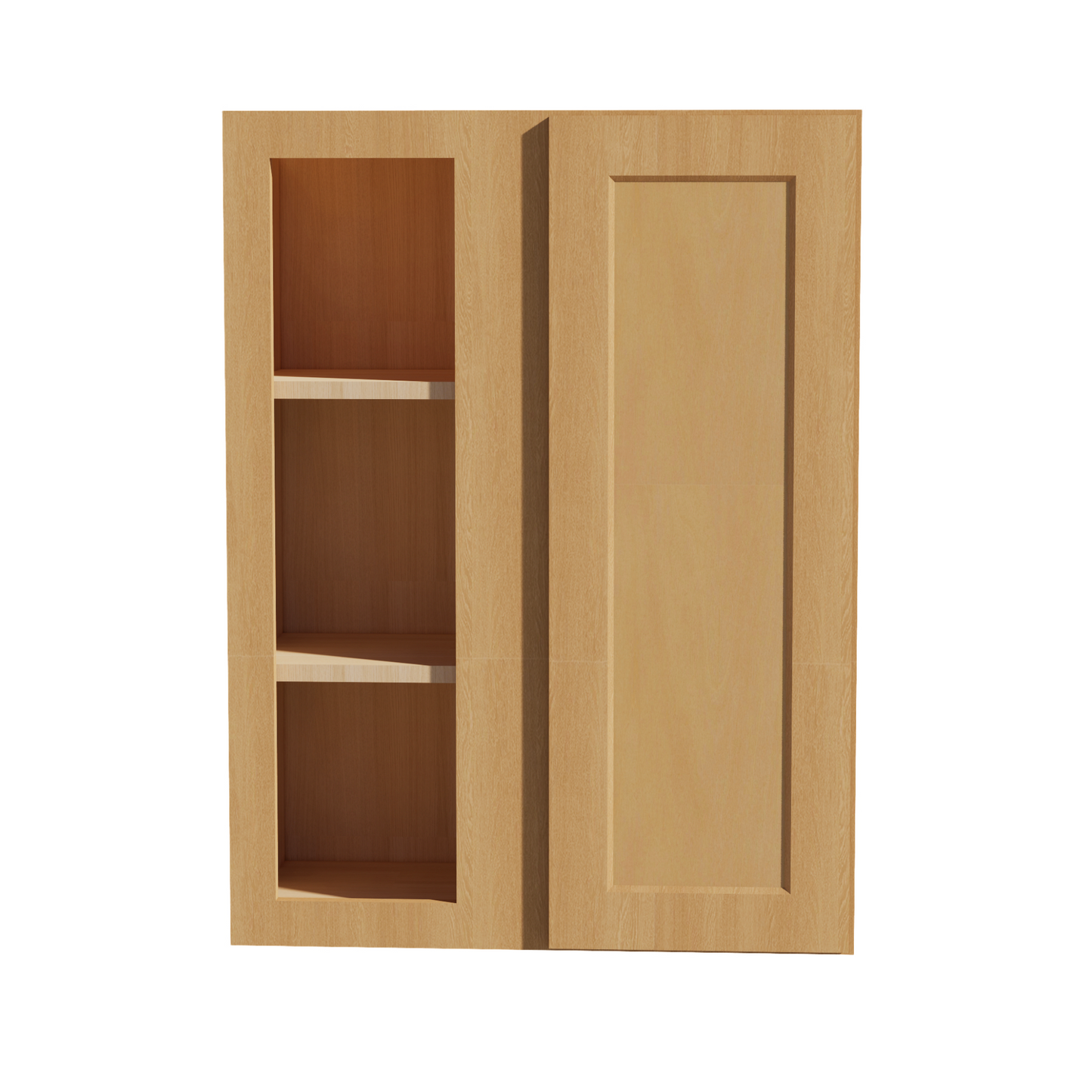 HT-WBC2736: Timber Wood Shaker 27"W x 36"H 1 Door & 2 Shelves Wall Blind Corner Cabinets