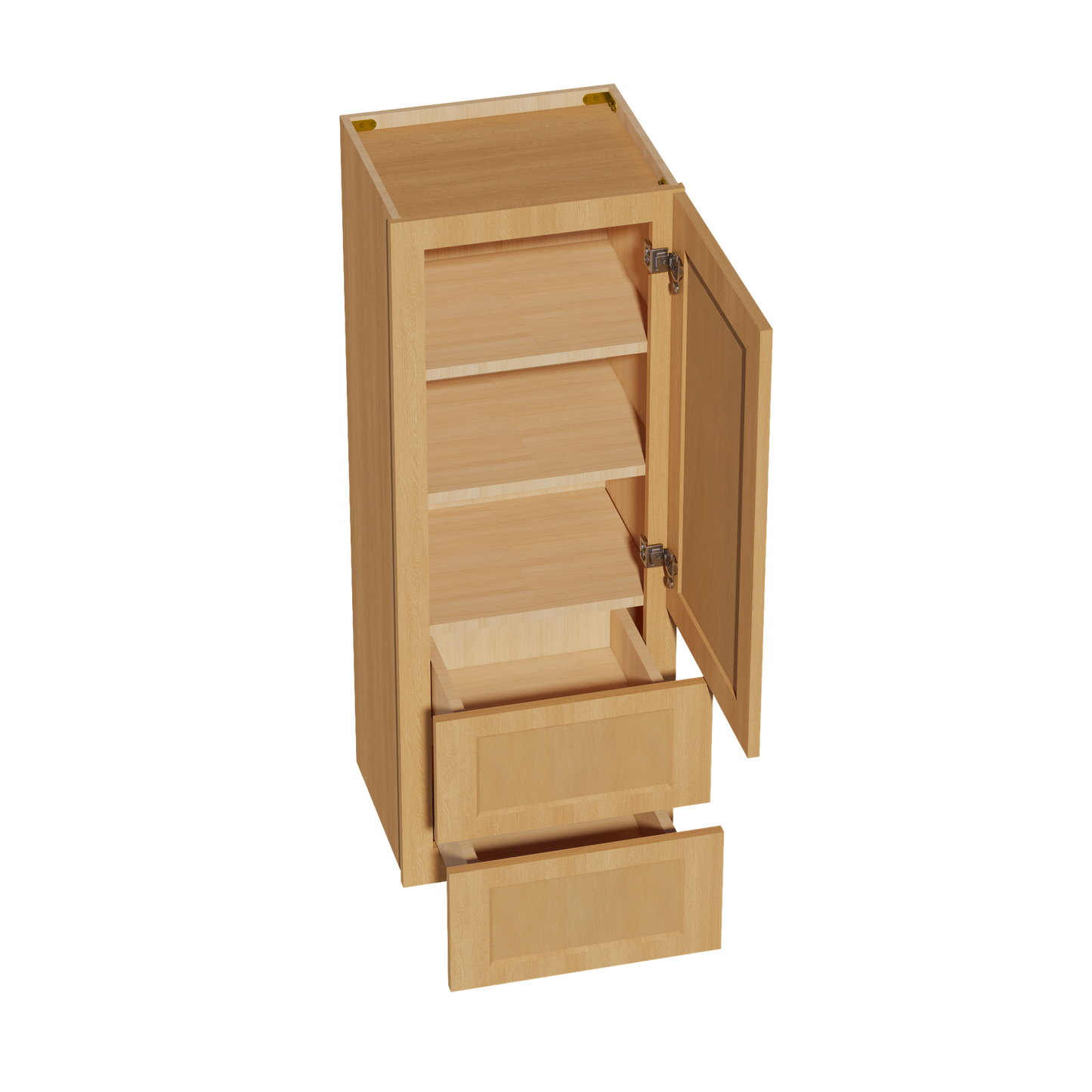 HT-WD1848: Timber Wood Shaker 18"W x 48"H 1 Door & 2 Drawers Special Wall Cabinet