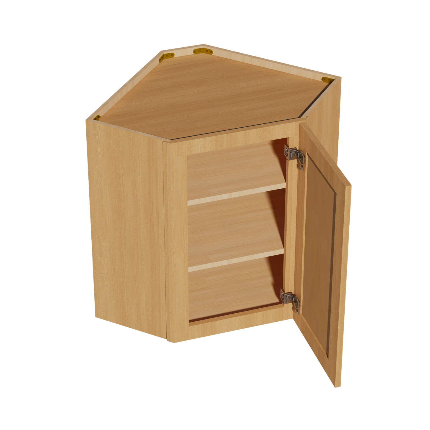 HT-WDC2430: Timber Wood Shaker 24"W x 30"H 1 Door & 2 Shelves Diagonal Wall Corner Cabinet