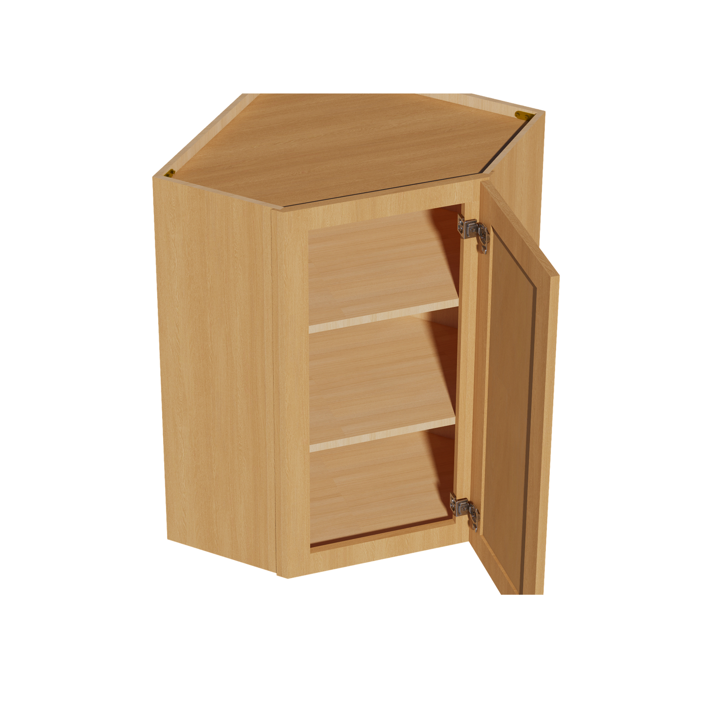 HT-WDC2436: Timber Wood Shaker 24"W x 36"H 1 Door & 2 Shelves Diagonal Wall Corner Cabinet