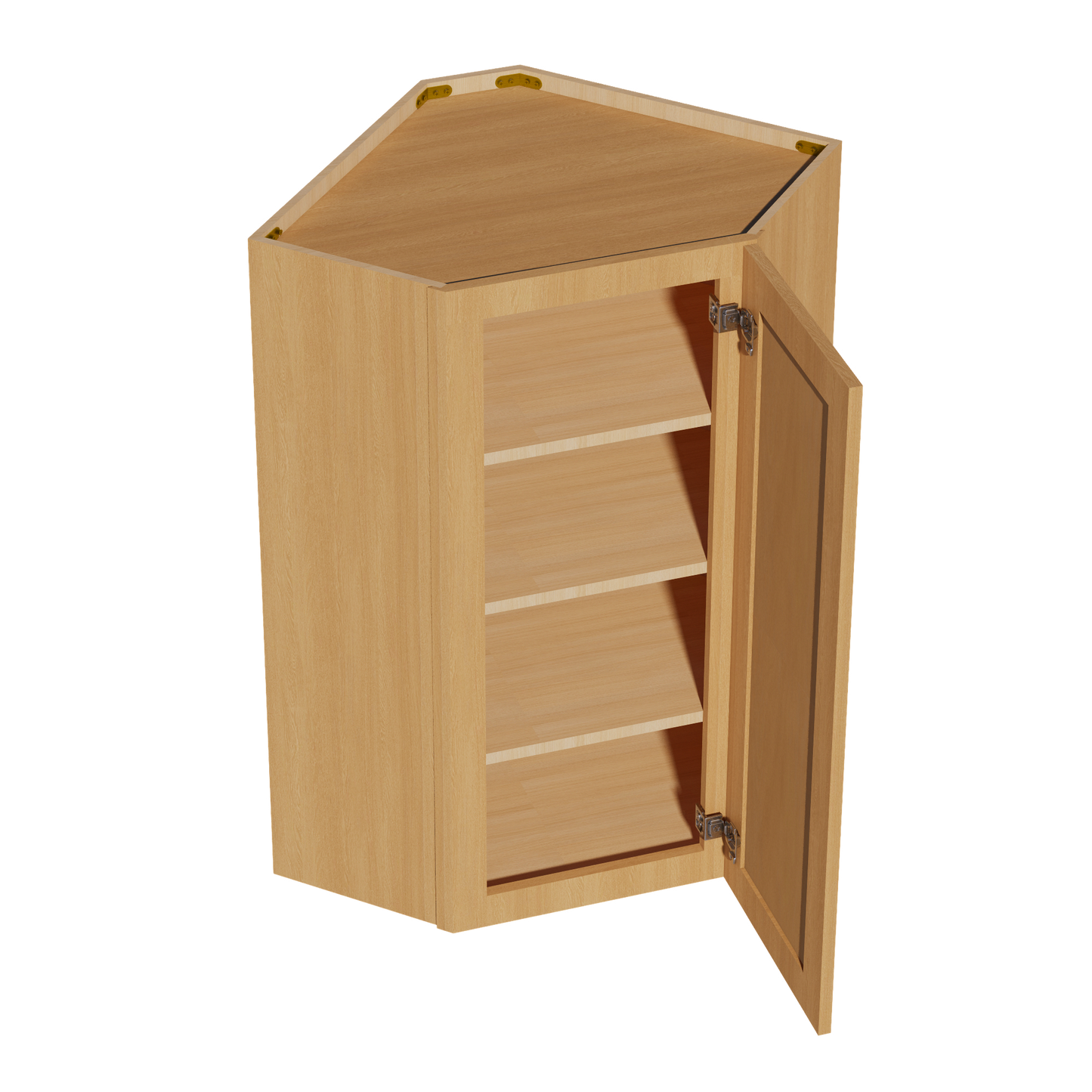 HT-WDC2442: Timber Wood Shaker 24"W x 42"H 1 Door & 2 Shelves Diagonal Wall Corner Cabinet