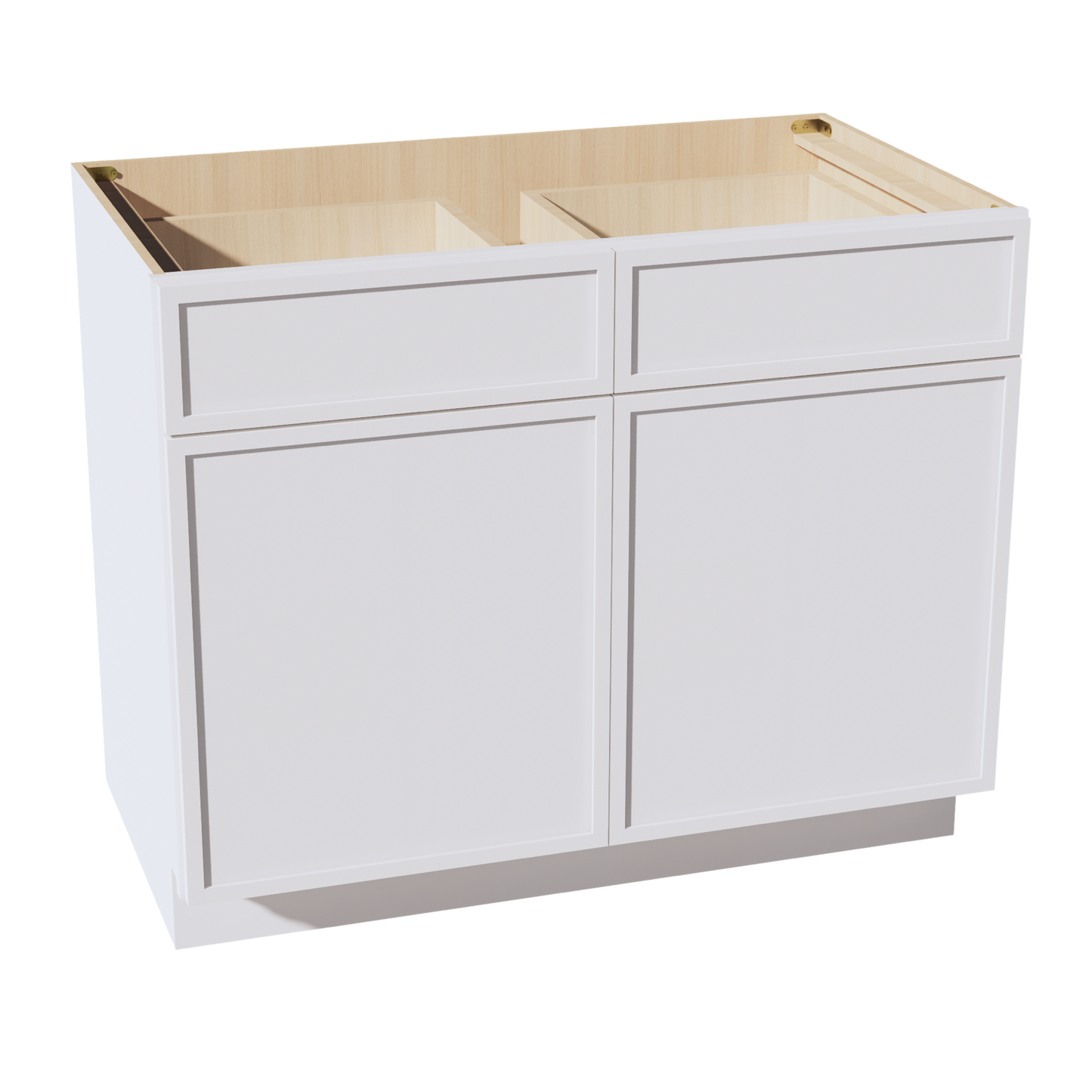 SF-B42: Frost White Slim Shaker 42" 2 Drawers 2 Doors Standard Base Cabinet