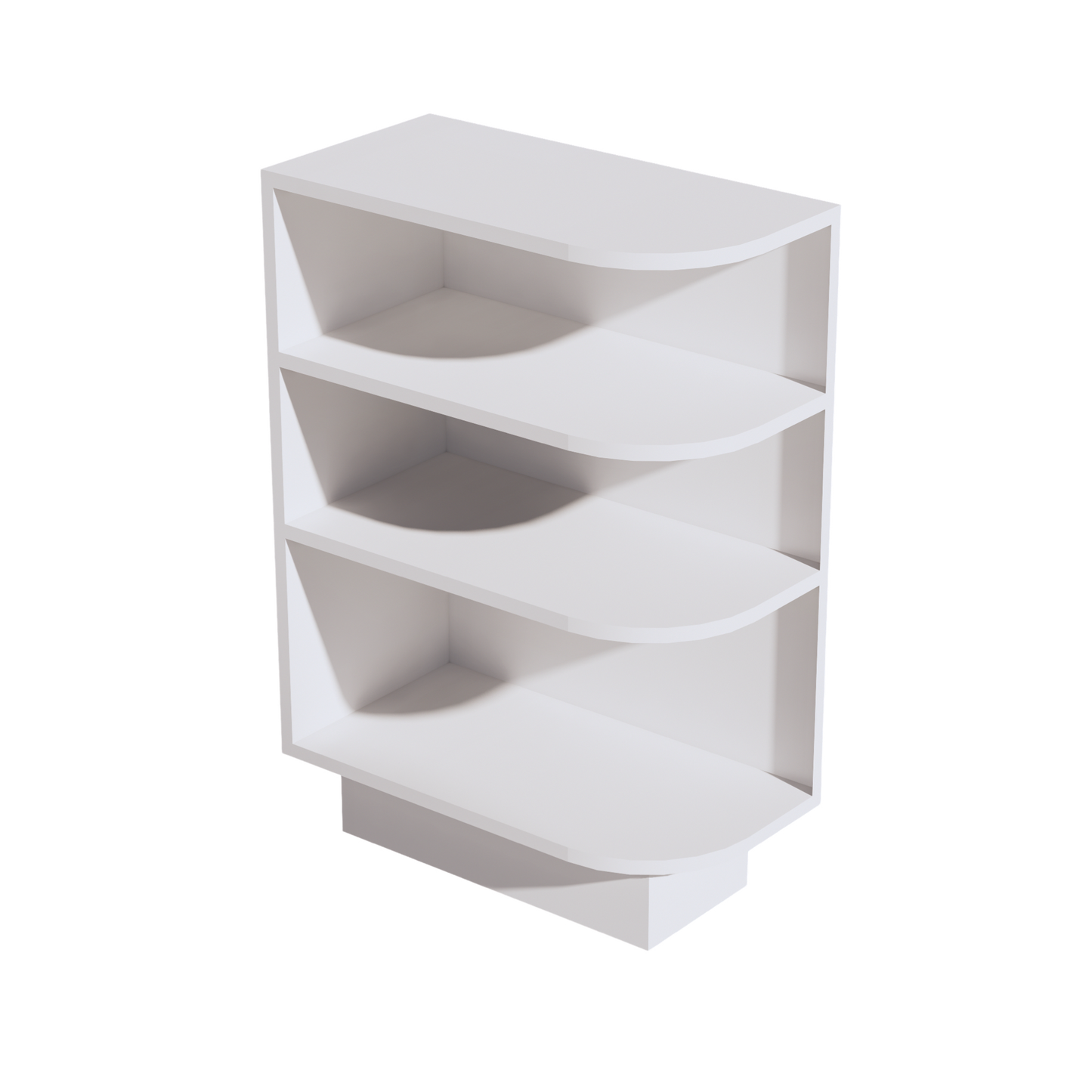 SF-BES12L: Frost White Slim Shaker 12" 4 Shelves End Shelf Corner Base Cabinets (Left Open)