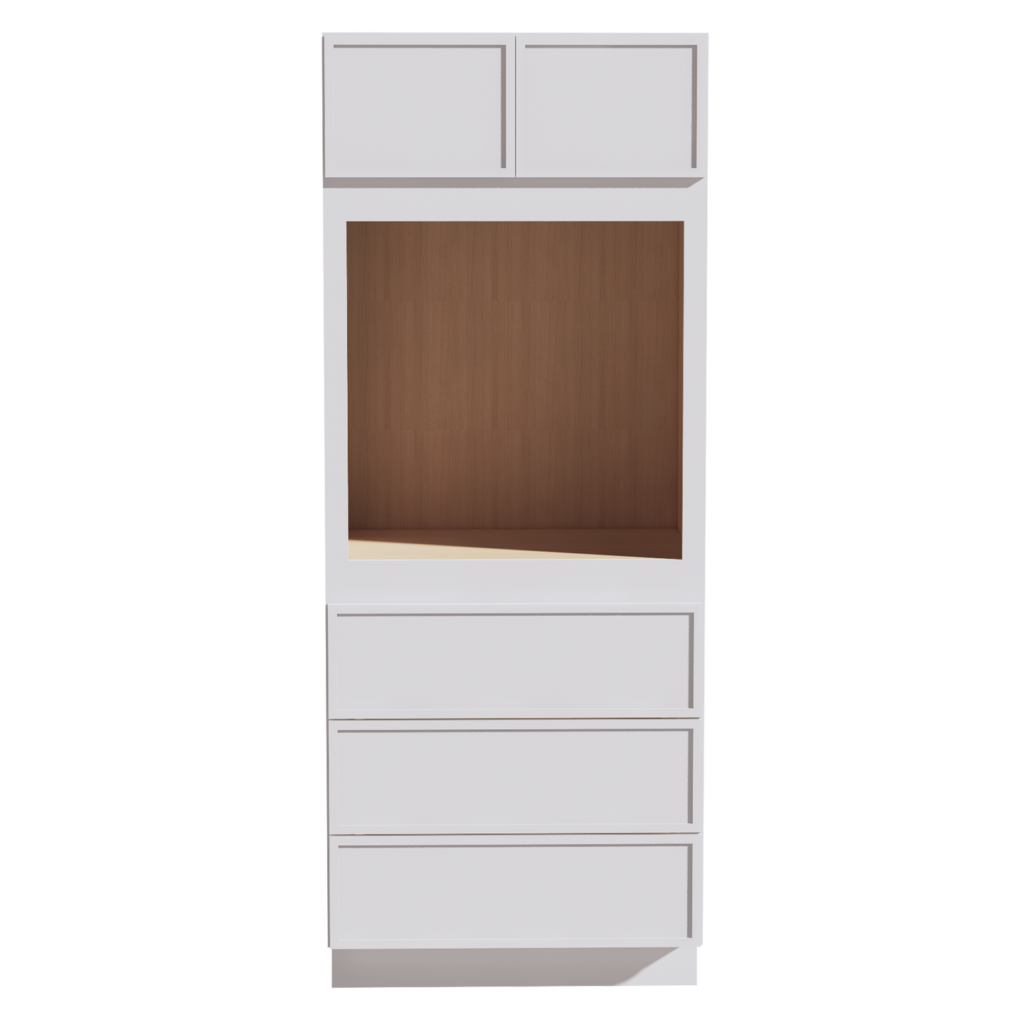 SF-OC3384: Frost White Slim Shaker 33"W x 84"H x 24"D 2 Doors & 3 Drawers Tall Oven Shelf Cabinets