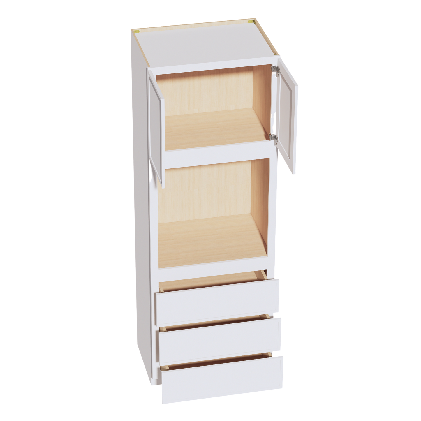SF-OC3396: Frost White Slim Shaker 33"W x 96"H x 24"D 2 Doors & 3 Drawers Tall Oven Shelf Cabinets