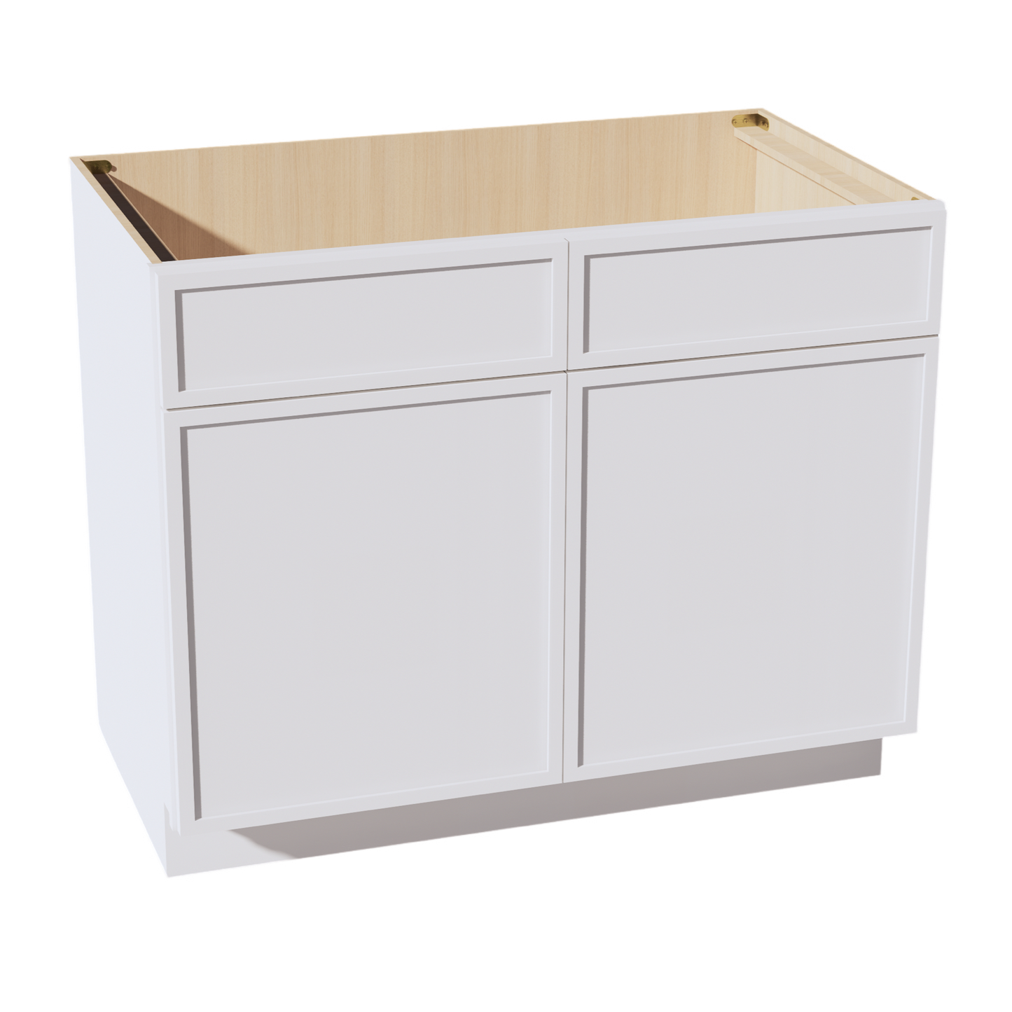 SF-SB42: Frost White Slim Shaker 42" 2 Doors 2 False Drawers Sink Base Cabinet
