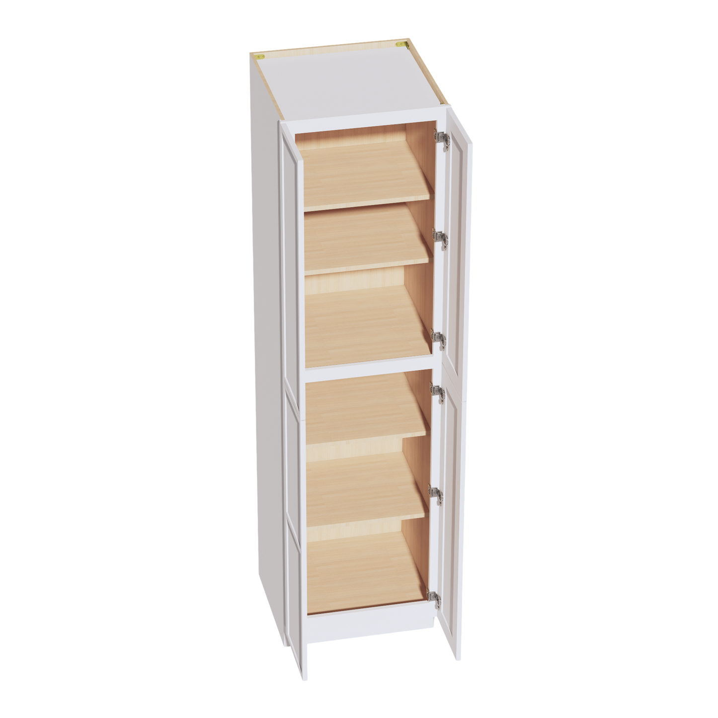 SF-TP2490: Frost White Slim Shaker 24"W x 90"H x 24"D 4 Door & 5 Shelves Tall Shelf Pantry Cabinets