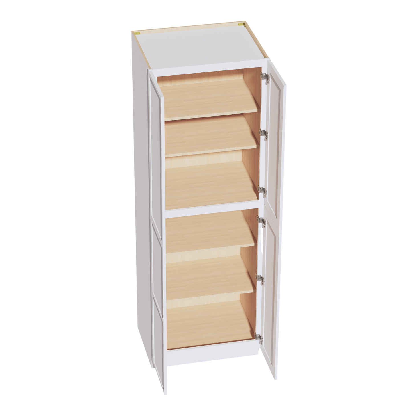 SF-TP3090: Frost White Slim Shaker 30"W x 90"H x 24"D 4 Door & 5 Shelves Tall Shelf Pantry Cabinets