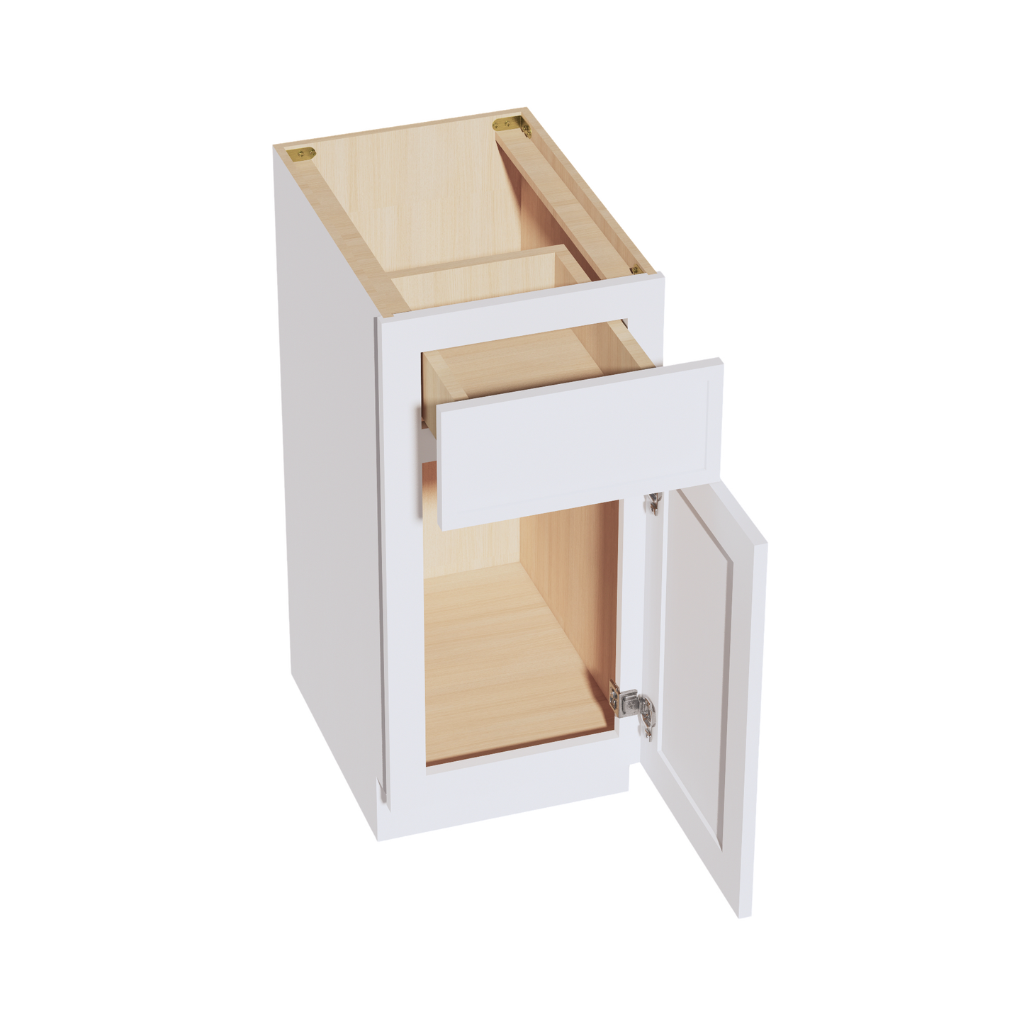 SF-VB1521: Frost White Slim Shaker 15"W x 34-1/2"H x 21"D 1 Door & 1 Drawer Single Door Vanity Base Cabinets