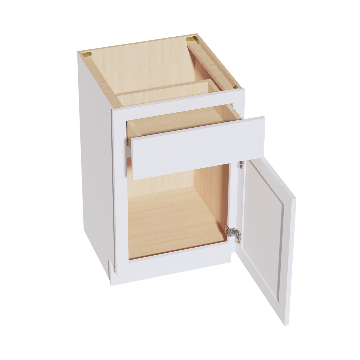 SF-VB2121: Frost White Slim Shaker 21"W x 34-1/2"H x 21"D 1 Door & 1 Drawer Single Door Vanity Base Cabinets
