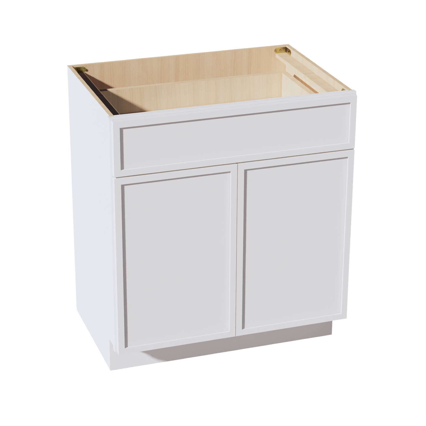 SF-VB3021: Frost White Slim Shaker 30"W x 34-1/2"H x 21"D 2 Doors & 1 Drawer Double Door Vanity Base Cabinets