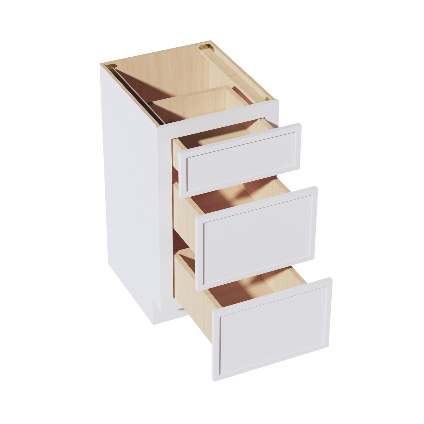 SF-VDB1821: Frost White Slim Shaker 18"W x 34-1/2"H x 21"D 3 Drawers Vanity Base Cabinets
