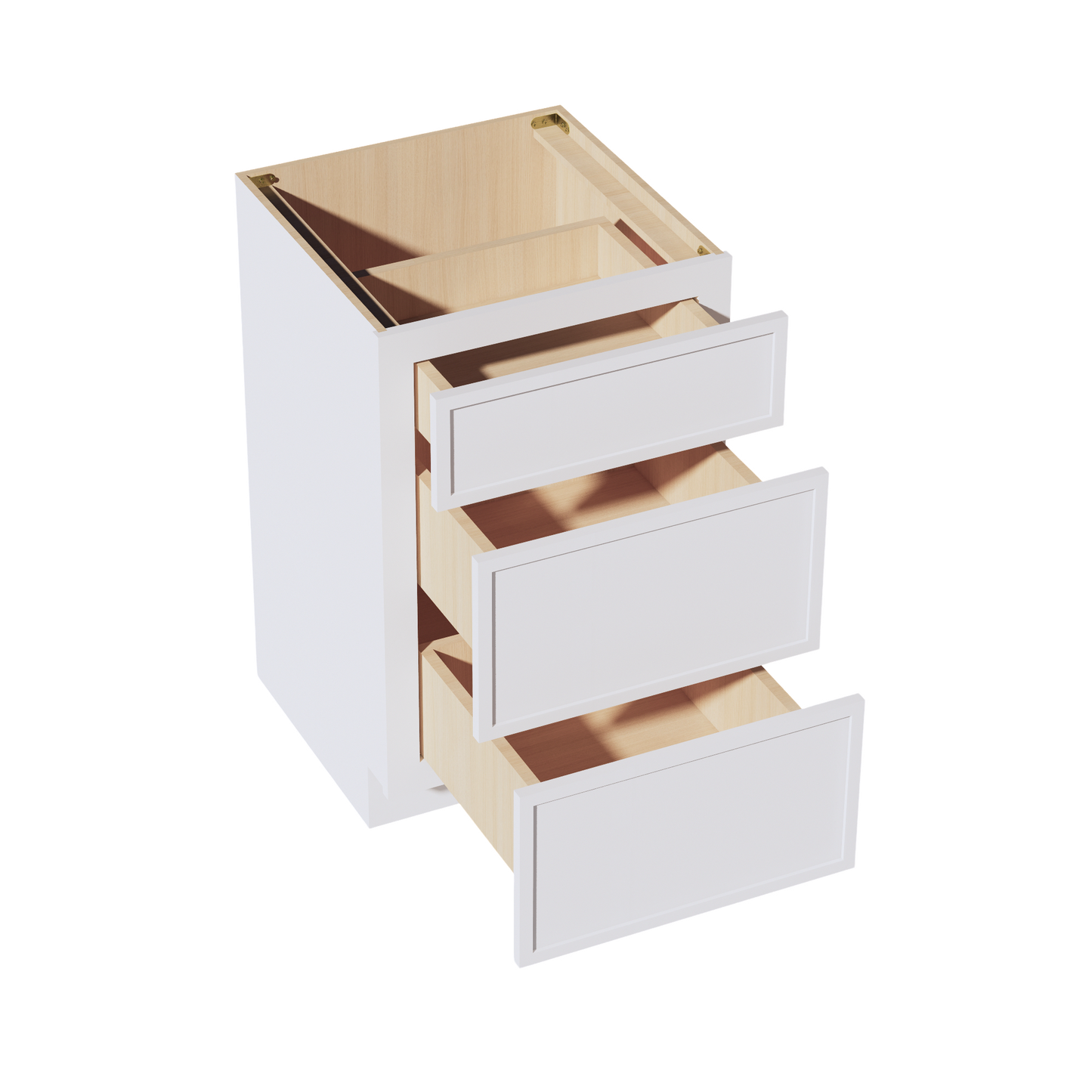 SF-VDB2121: Frost White Slim Shaker 21"W x 34-1/2"H x 21"D  3 Drawers Vanity Base Cabinets