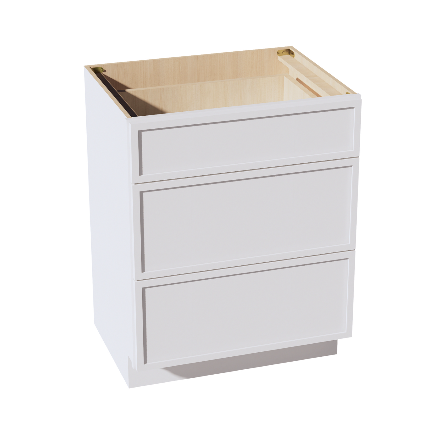 SF-VDB2721: Frost White Slim Shaker 27"W x 34-1/2"H x 21"D 3 Drawers Vanity Base Cabinets
