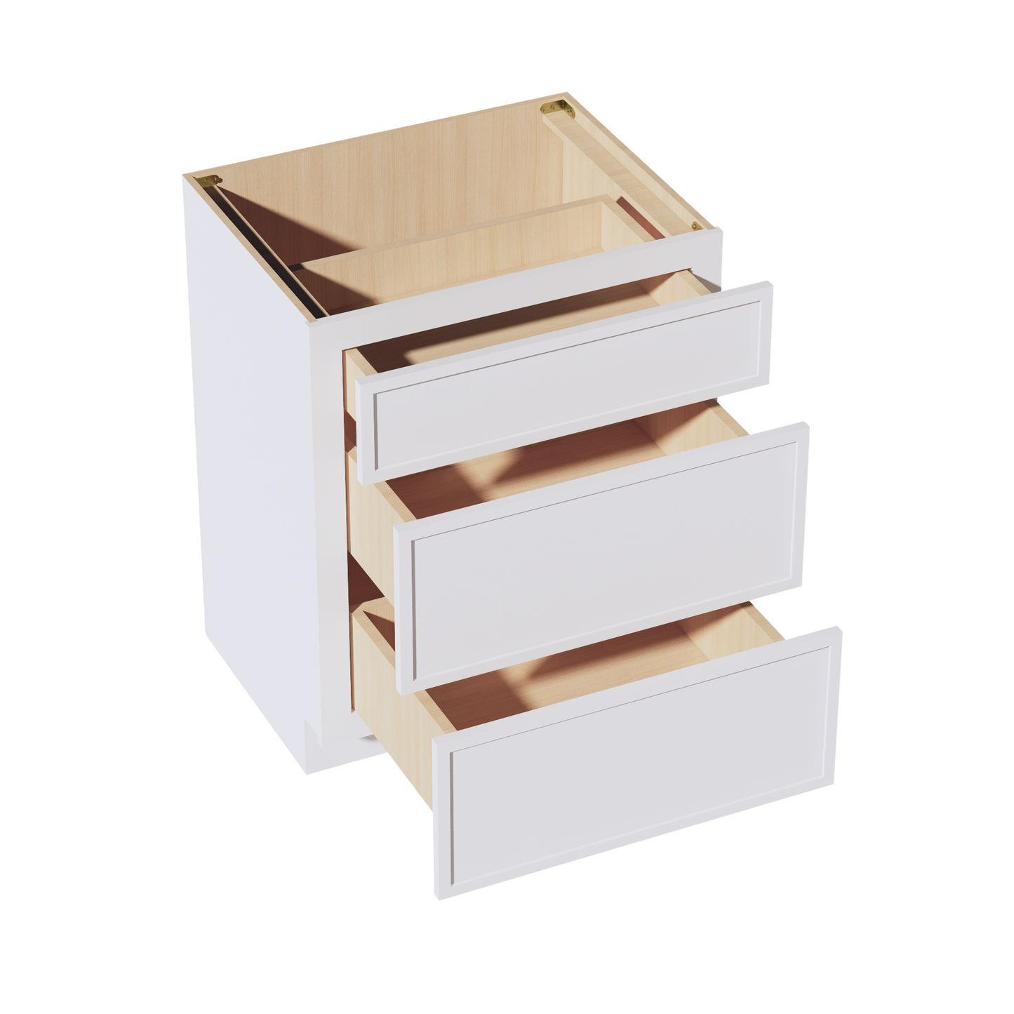 SF-VDB2721: Frost White Slim Shaker 27"W x 34-1/2"H x 21"D 3 Drawers Vanity Base Cabinets