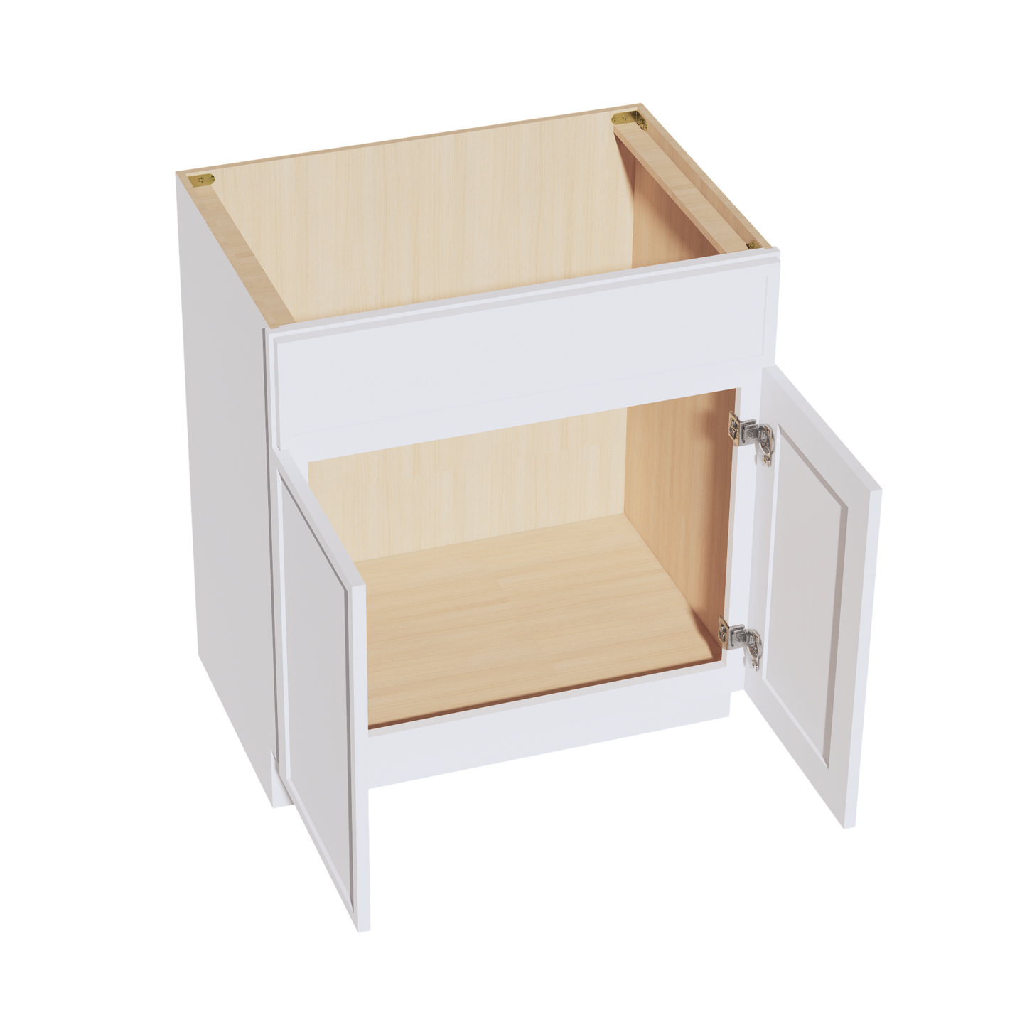 SF-VSB3021: Frost White Slim Shaker 30"W x 34-1/2"H x 21"D 2 Doors & 1 False Drawer Vanity Sink Base Cabinets