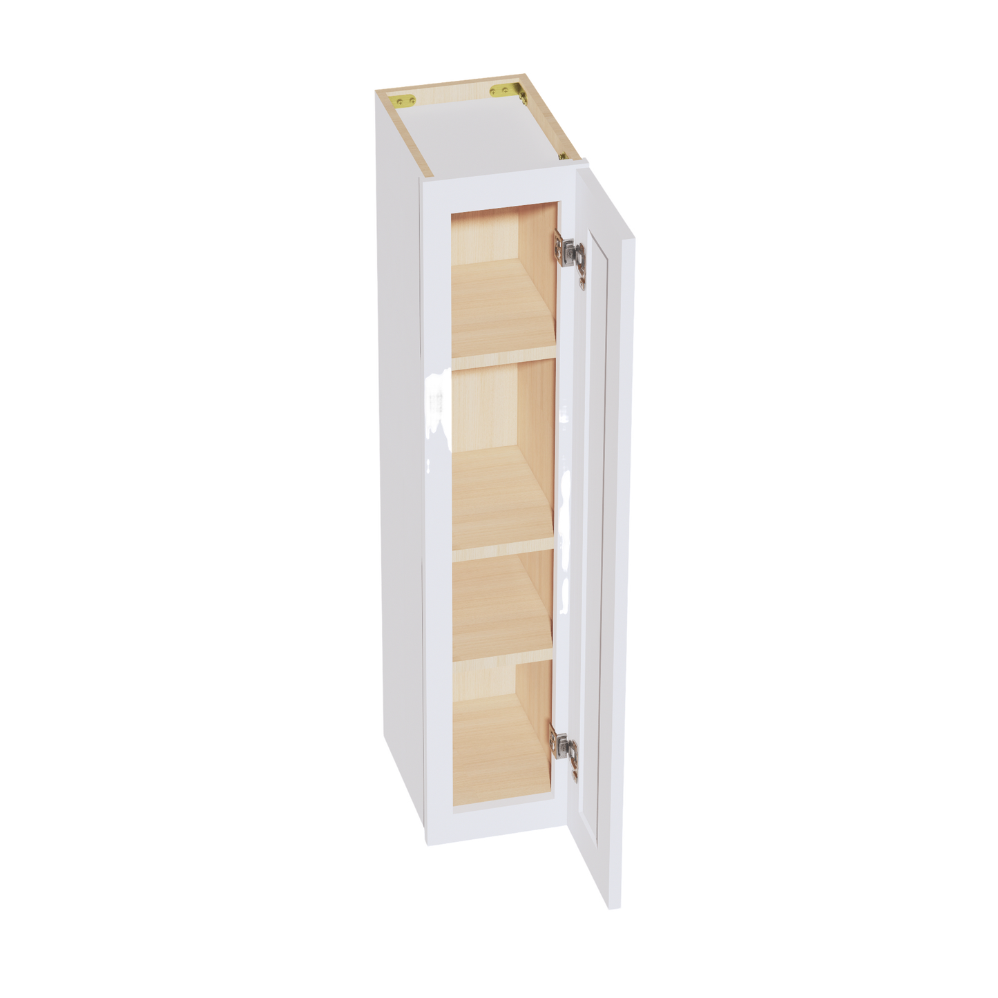 SF-W0942: Frost White Slim Shaker 09"W x 42"H 1 Door & 3 Shelves Standard Wall Cabinet
