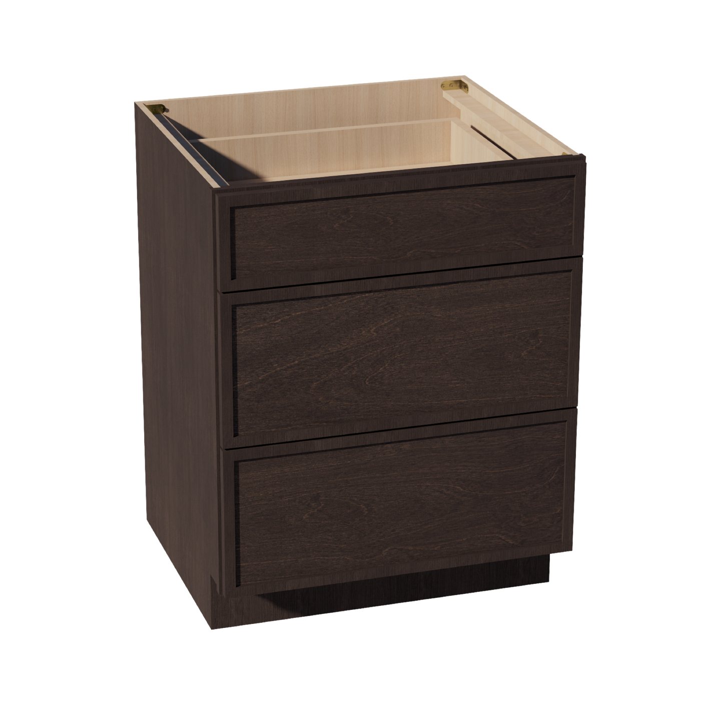 SM-DB27: Mocha Brown Slim Shaker 27" 3 Drawers Base Cabinet
