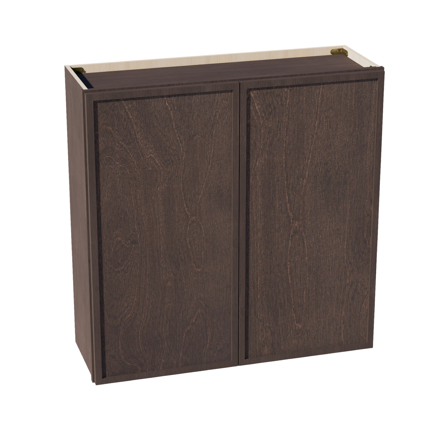 SM-W3636: Mocha Brown Slim Shaker 36"W x 36"H 2 Doors & 2 Shelves Standard Wall Cabinet